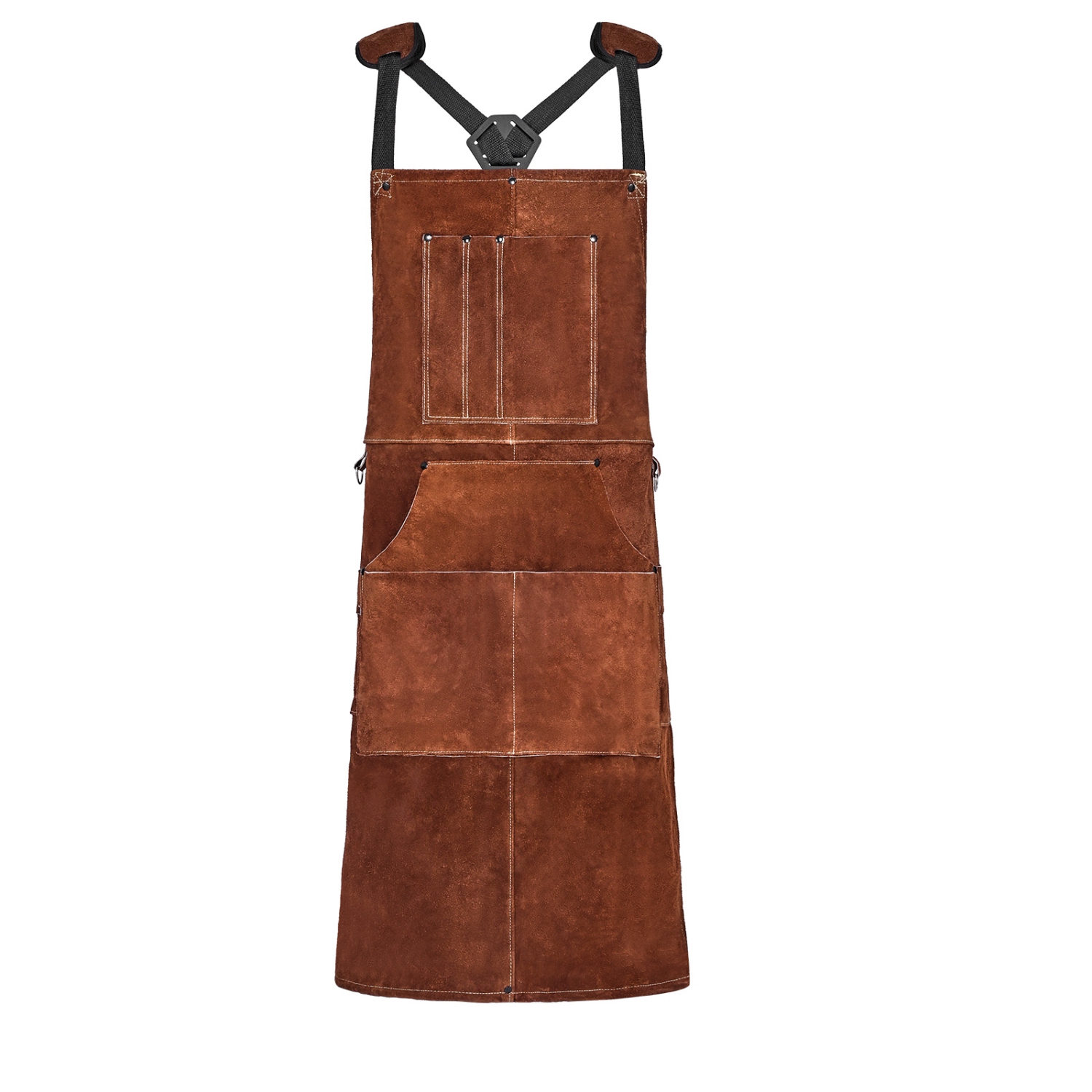 VEVOR Leather Welding Work Apron, Heavy Duty Cowhide Flame Resistant Welding Apron, Heat-Resistant Blacksmith Welder Aprons with 6 Tool Pockets for