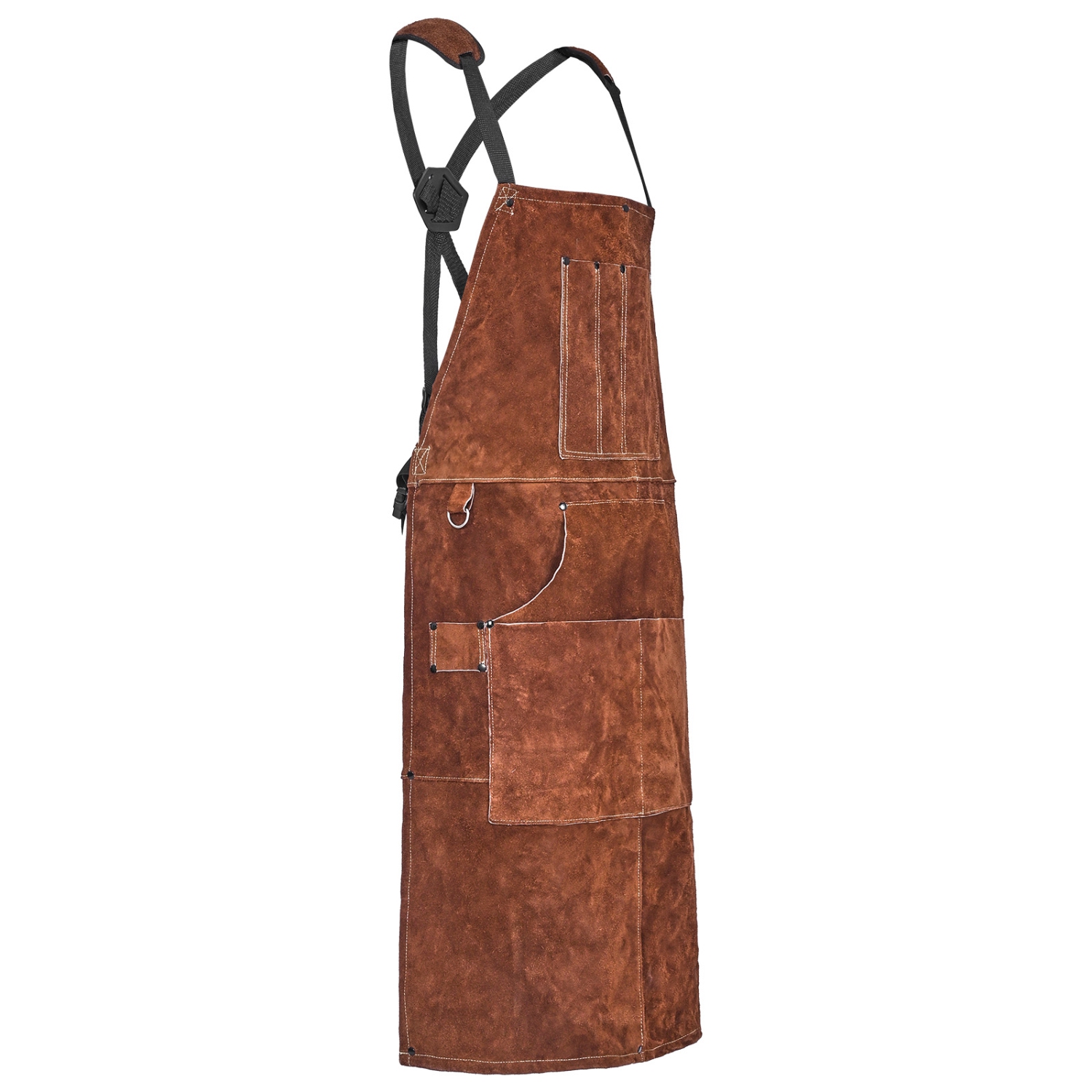 VEVOR Leather Welding Work Apron, Heavy Duty Cowhide Flame Resistant Welding Apron, Heat-Resistant Blacksmith Welder Aprons with 6 Tool Pockets for