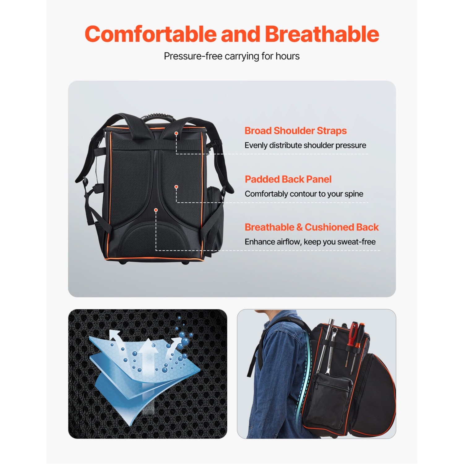 VEVOR 35.6L Welding Backpack, Welder Backpack for Tools and Helmet, 600D Polyester Extreme Gear Pack with Helmet Catch Bag, Multi-Purpose Gear