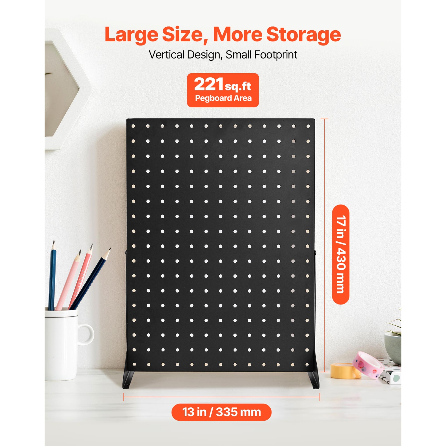 VEVOR 17 x 13 in Pegboard Display Stand, Tabletop Pegboard Display Stand, Accessories Rack Organizer, Thickened Cold-Rolled Steel Peg Board Panel for