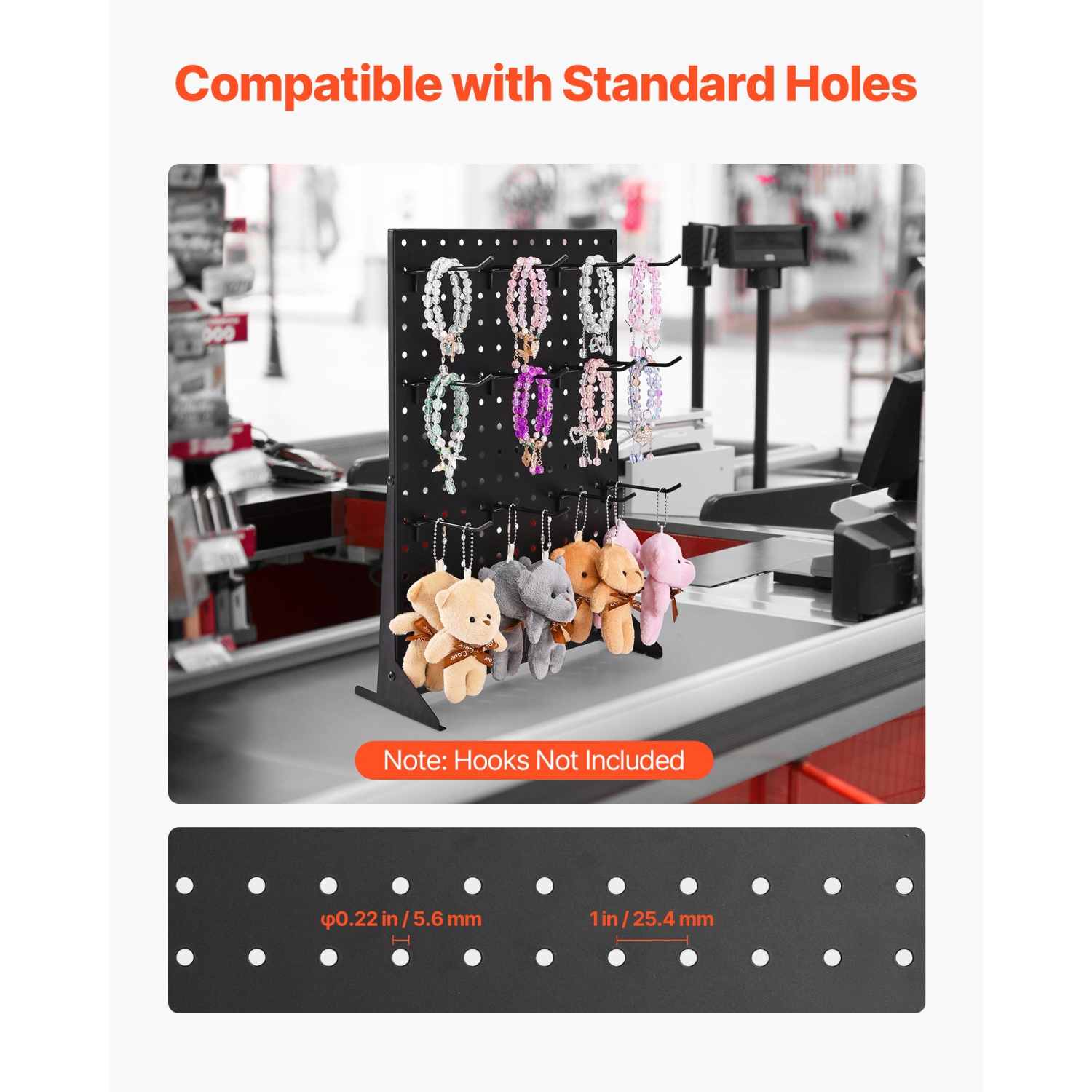 VEVOR 17 x 13 in Pegboard Display Stand, Tabletop Pegboard Display Stand, Accessories Rack Organizer, Thickened Cold-Rolled Steel Peg Board Panel for