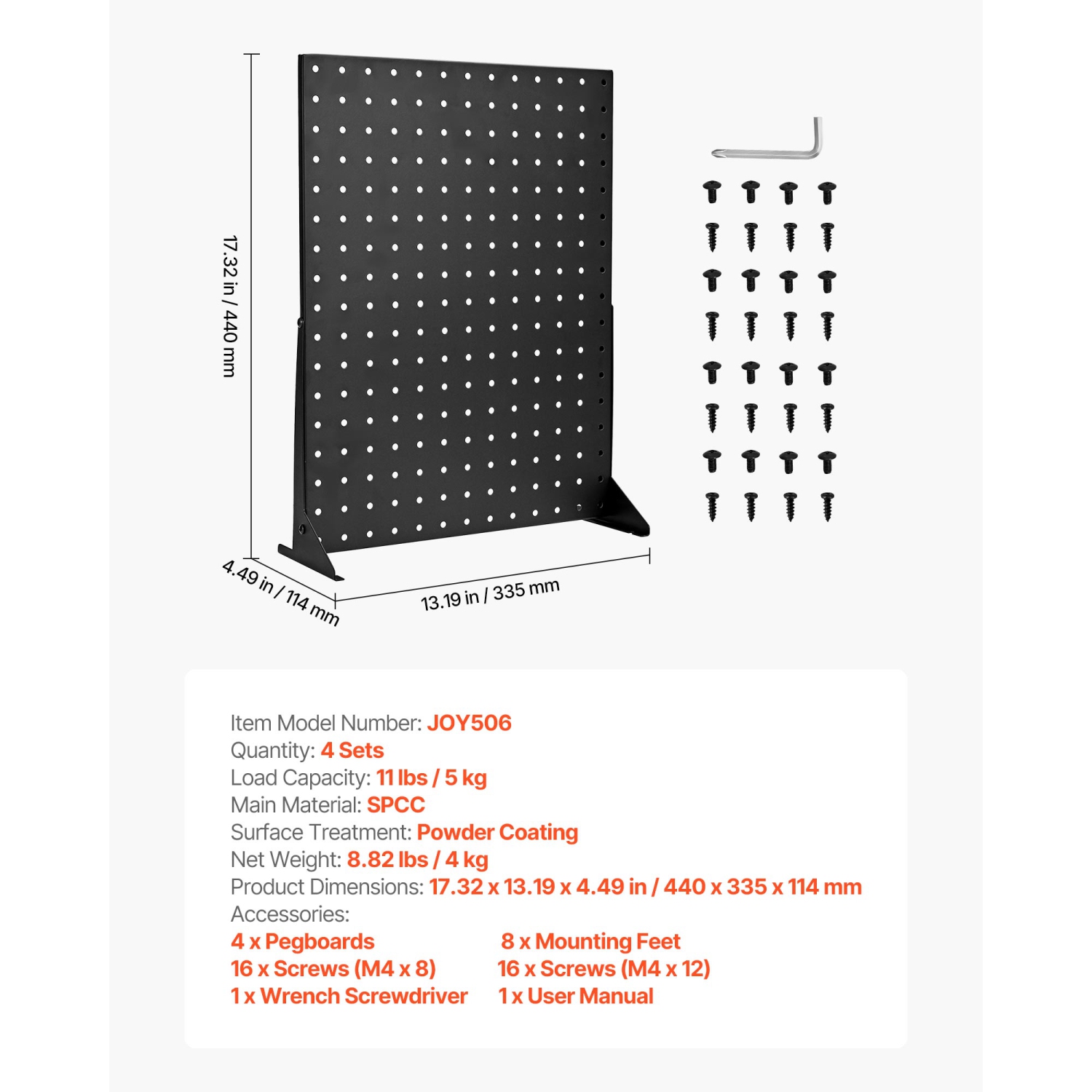 VEVOR 17 x 13 in Pegboard Display Stand, Tabletop Pegboard Display Stand, Accessories Rack Organizer, Thickened Cold-Rolled Steel Peg Board Panel for
