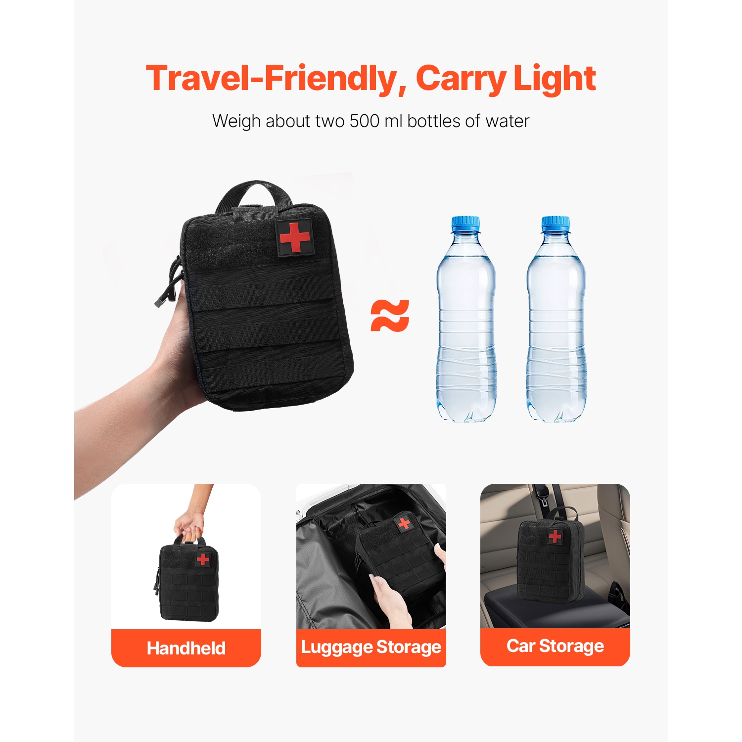 VEVOR 250 Pieces Survival First Aid Kit, 600D Nylon Trauma First Aid Bag, Survival Gear and Equipment, Emergency Kits, for Men Women Camping, Boat,