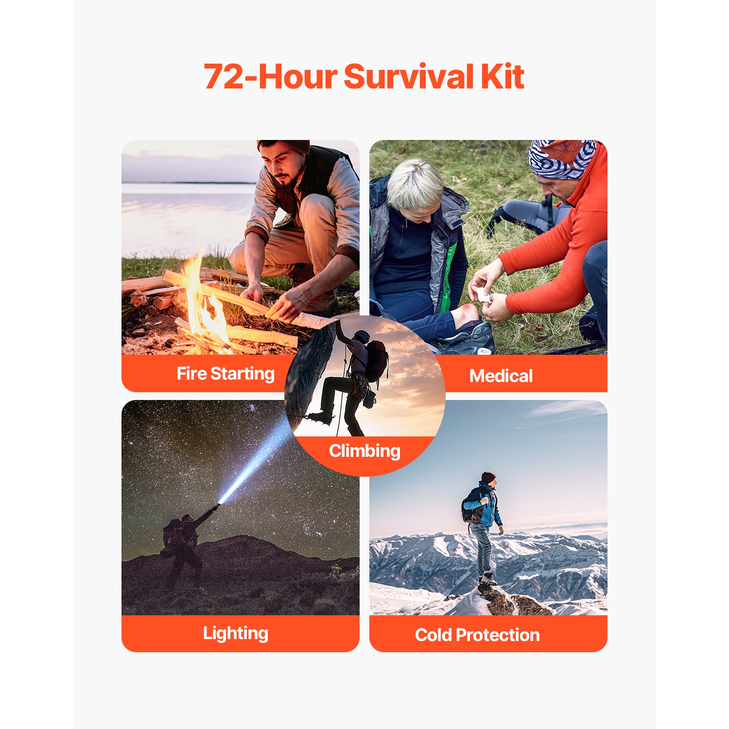 VEVOR 250 Pieces Survival First Aid Kit, 600D Nylon Trauma First Aid Bag, Survival Gear and Equipment, Emergency Kits, for Men Women Camping, Boat,