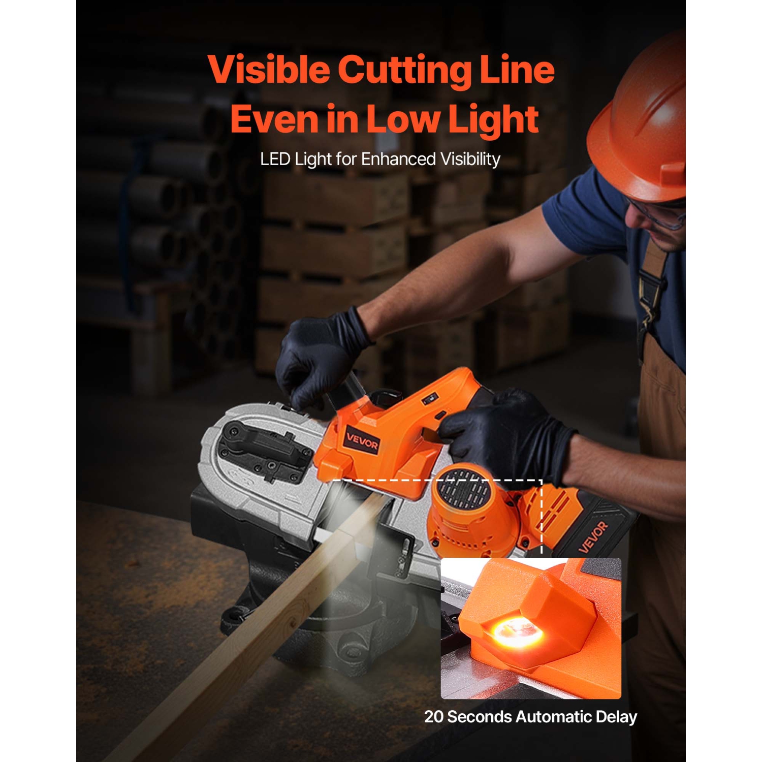 VEVOR 20V Portable Band Saw Kit, 2.56-Inch Deep Cut, AC 110V, 360W Bandsaw with Brushless Motor, 4.0 Ah Battery, Cordless and Compact Portaband,