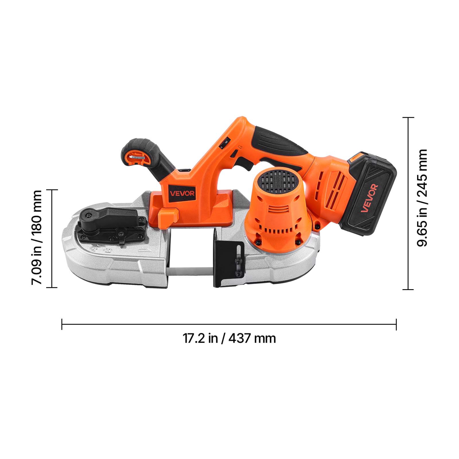 VEVOR 20V Portable Band Saw Kit, 2.56-Inch Deep Cut, AC 110V, 360W Bandsaw with Brushless Motor, 4.0 Ah Battery, Cordless and Compact Portaband,