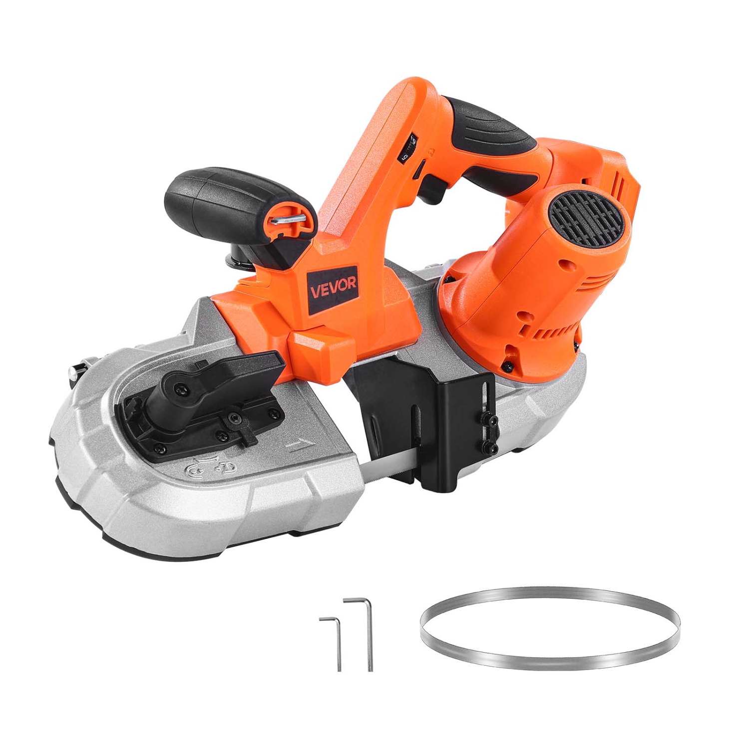 VEVOR 20V Portable Band Saw, 2.56-Inch Deep Cut, 360W Bandsaw with Brushless Motor, Cordless and Compact Portaband, Hang Hooks, 0-192 m/min Variable