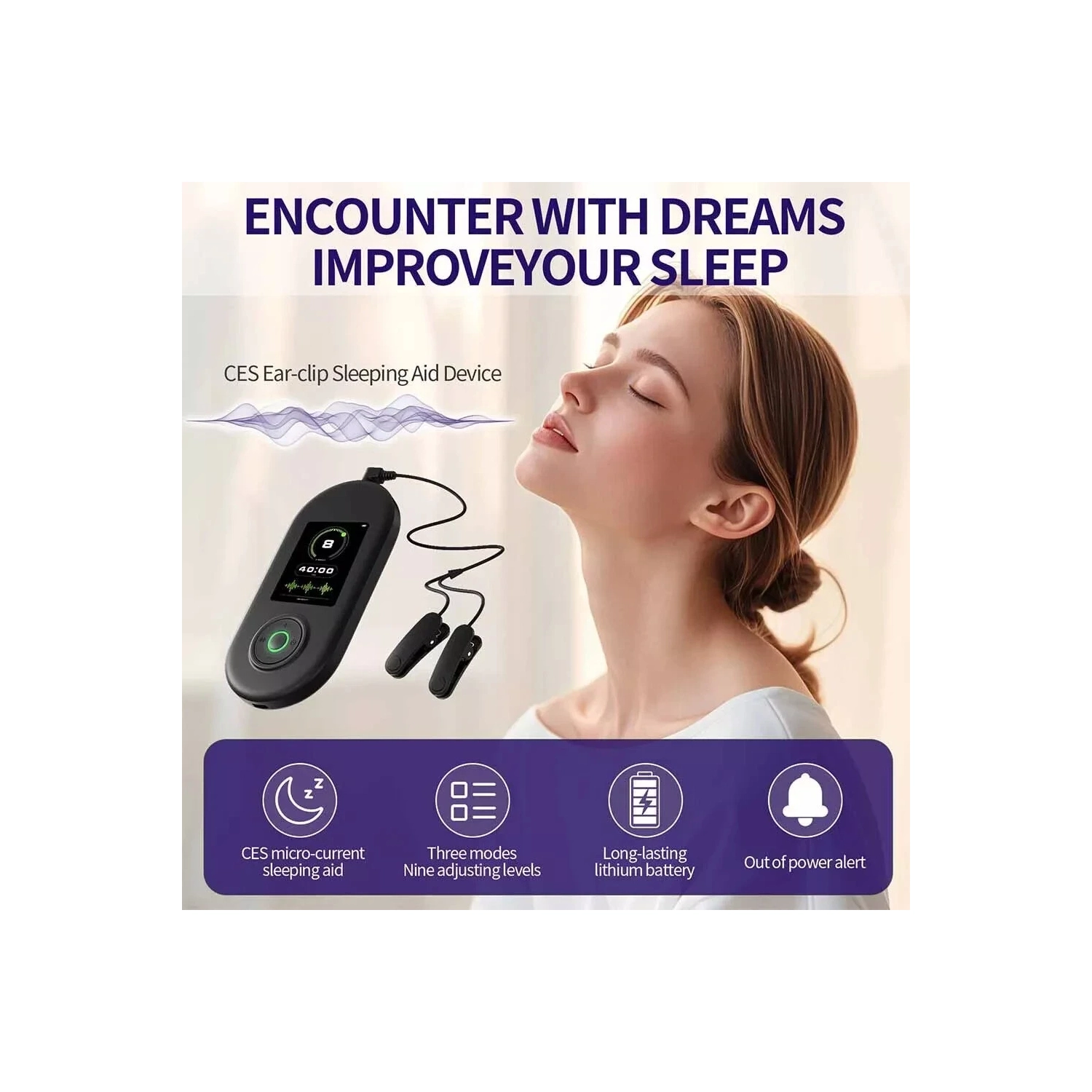 Appareil thérapeutique avancé d'aide au sommeil avec technologie de pince auriculaire à stimulation vagus Nerve pour soulager l'insomnie et relaxer