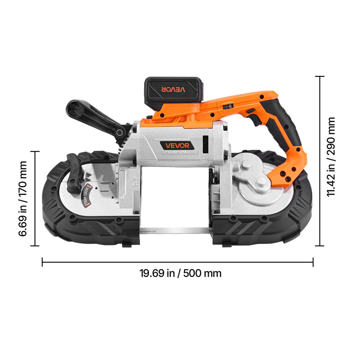 VEVOR 20V Portable Band Saw Kit, 5 Inches Deep Cut, AC 110V, 360W Bandsaw with Brushless Motor, 4.0 Ah Battery, Cordless and Compact Portaband, 0-120