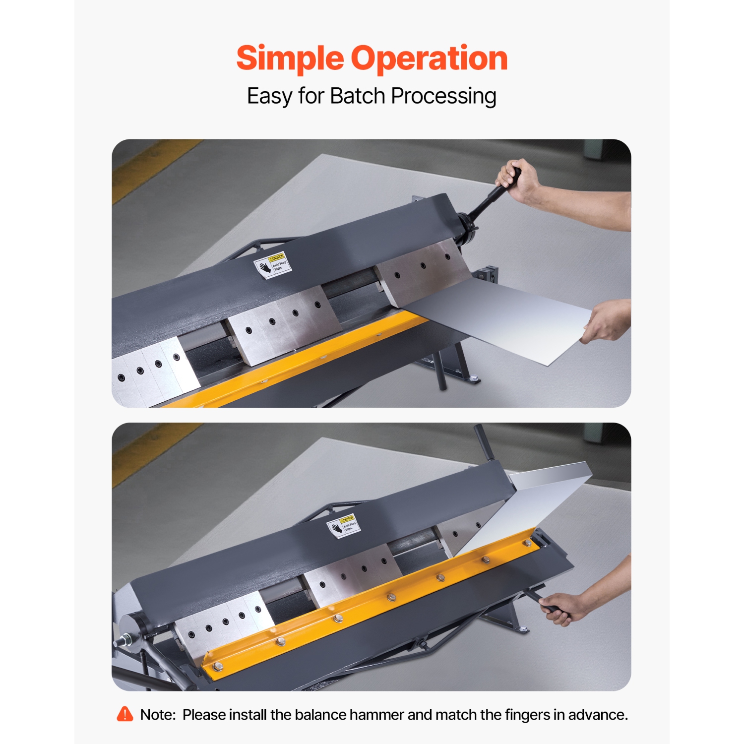 Frein à boîte et à carter VEVOR de 48&nbsp;po, frein de pliage en tôle, capacité en acier doux de calibre 16, réglable à 0-135 degrés, presse-balles