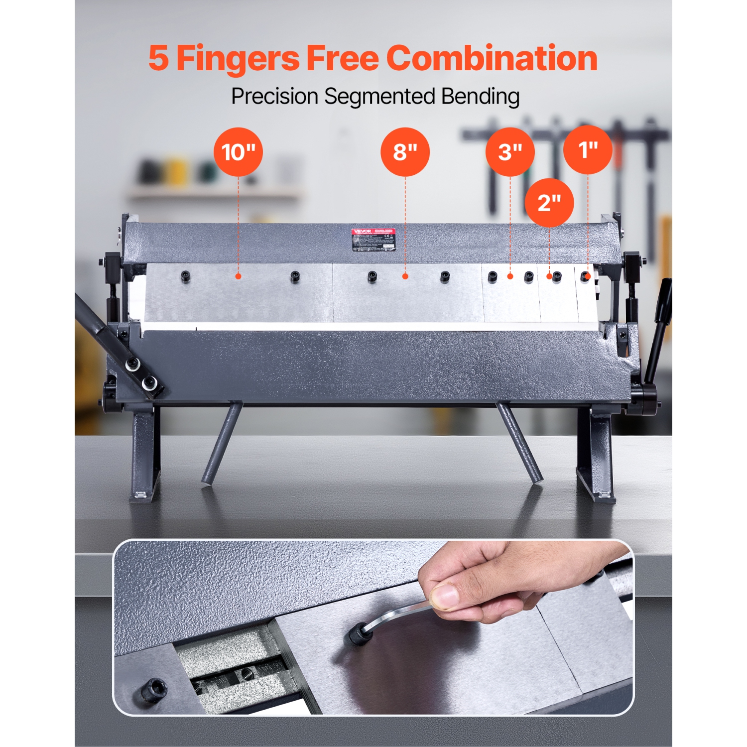 Frein à boîte et à carter VEVOR de 24&nbsp;po, frein de pliage en tôle, capacité en acier doux de calibre 16, réglable à 0-135 degrés, presse-balles