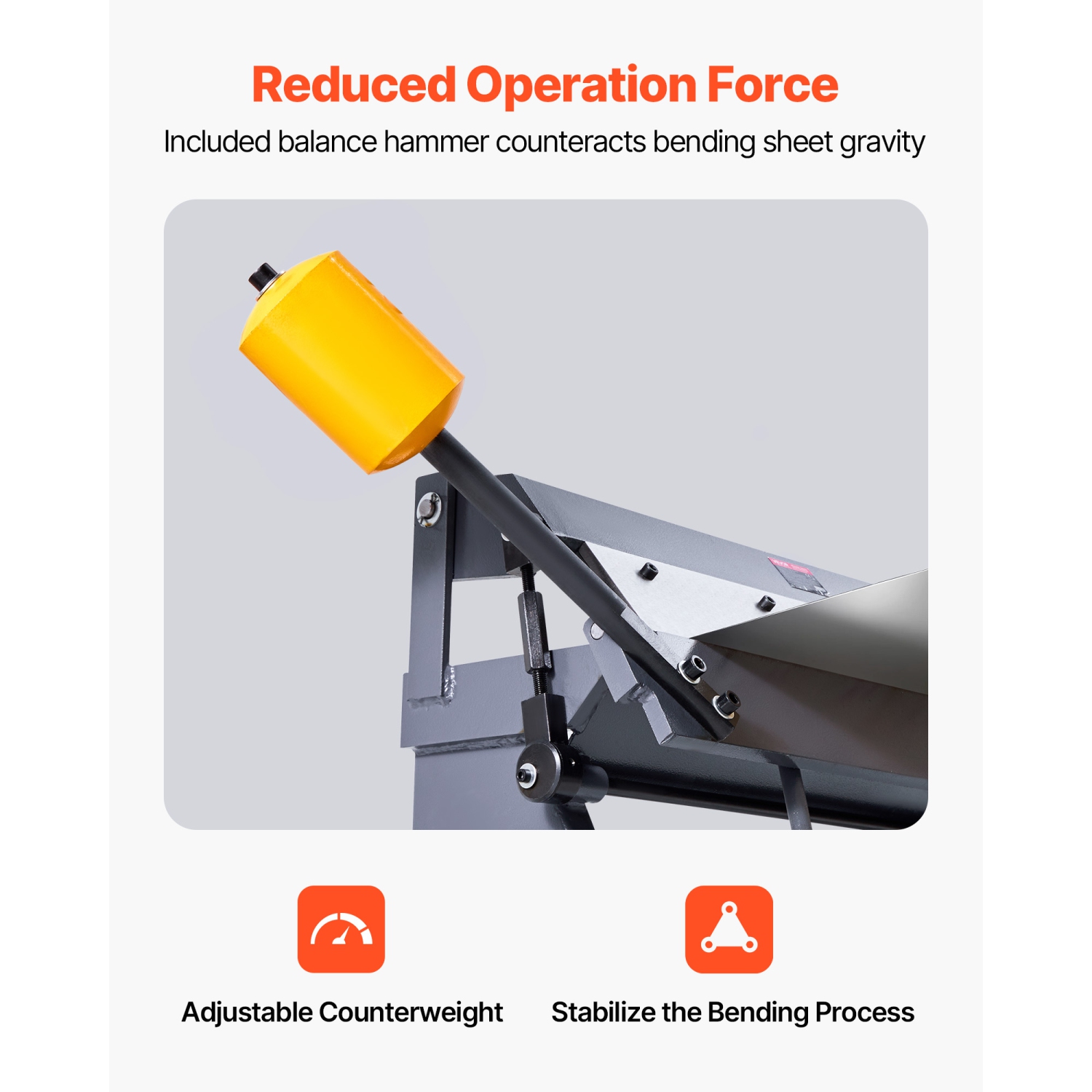 Frein à boîte et à carter VEVOR de 24&nbsp;po, frein de pliage en tôle, capacité en acier doux de calibre 16, réglable à 0-135 degrés, presse-balles