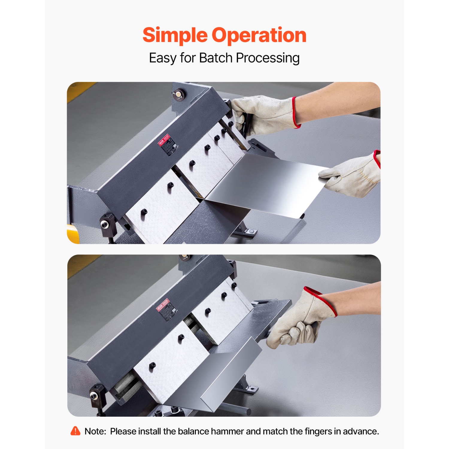 Frein à boîte et à carter VEVOR de 24&nbsp;po, frein de pliage en tôle, capacité en acier doux de calibre 16, réglable à 0-135 degrés, presse-balles