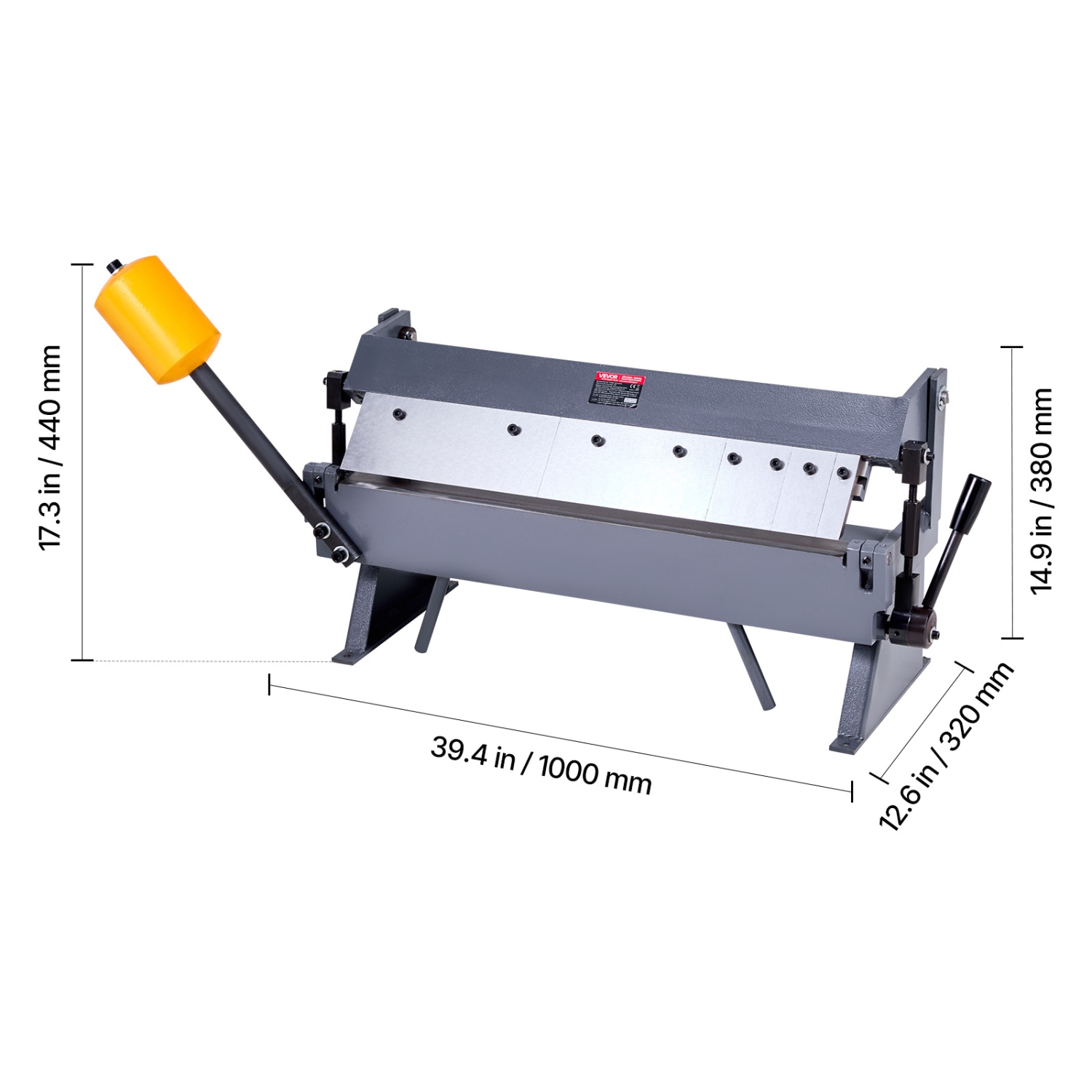 Frein à boîte et à carter VEVOR de 24&nbsp;po, frein de pliage en tôle, capacité en acier doux de calibre 16, réglable à 0-135 degrés, presse-balles