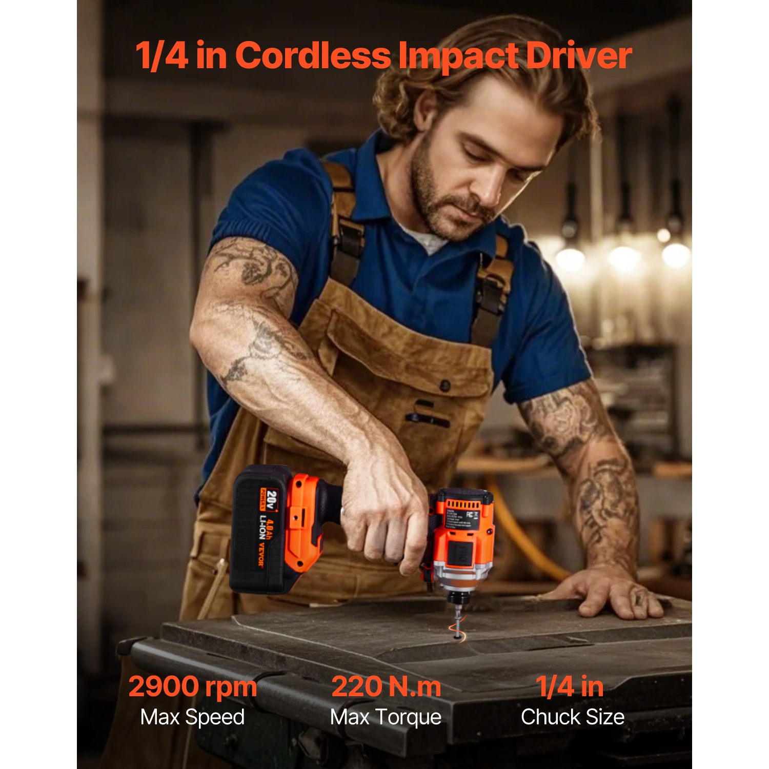 VEVOR 5-Tool Combo Kit, 20V Brushless, Cordless Power Tool Combo Kit, Cordless Drill and Impact Driver, with 4.0 Ah Batteries, Charger, Reciprocating