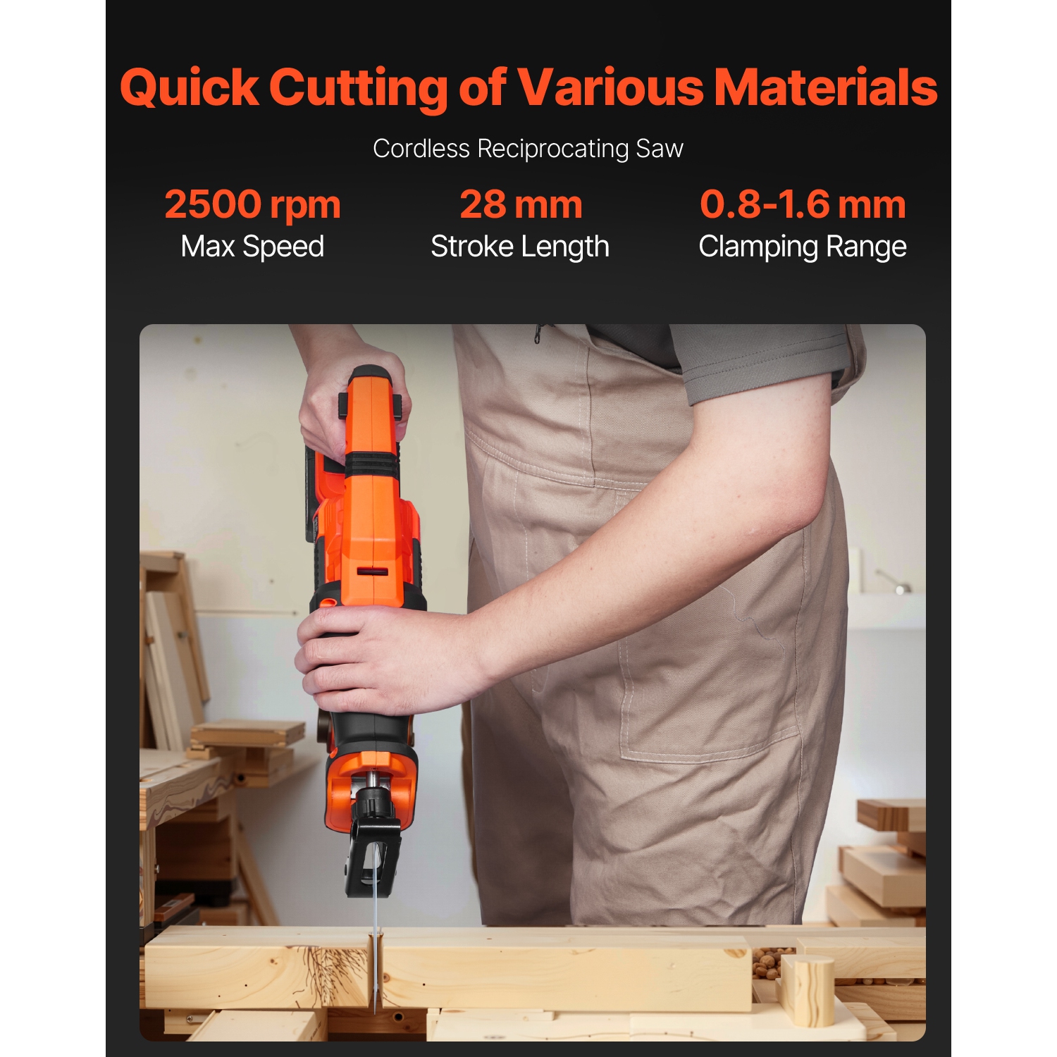 VEVOR 5-Tool Combo Kit, 20V Brushless, Cordless Power Tool Combo Kit, Cordless Drill and Impact Driver, with 4.0 Ah Batteries, Charger, Reciprocating