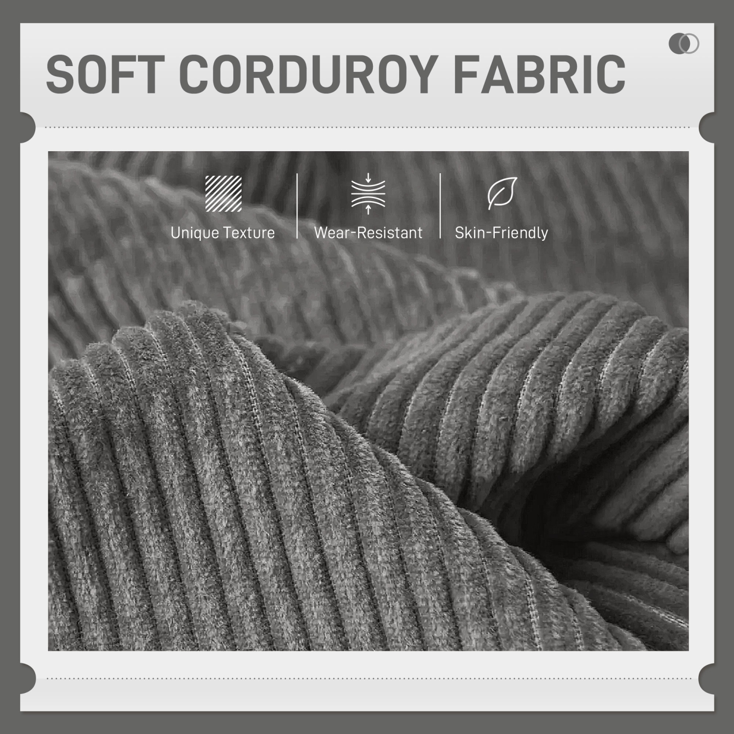 HOMCOM – Canapé 3 places, canapé moderne en velours côtelé rembourré de 83&nbsp;po avec pattes en hévéa, rembourrage épais pour le salon, la chambre