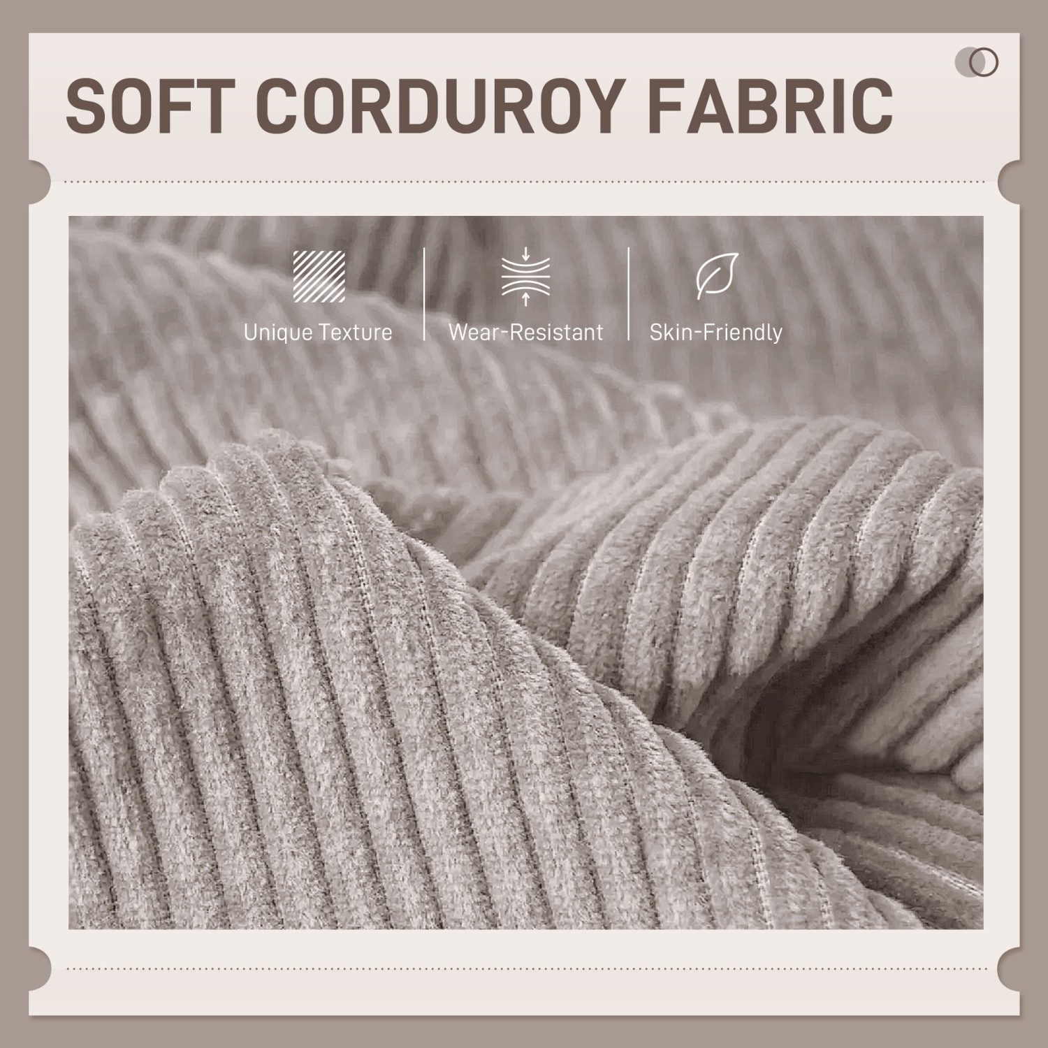 HOMCOM – Canapé 3 places, canapé moderne recouvert de velours côtelé 83&nbsp;po, rembourrage épais, pieds en hévéa pour salon, chambre à coucher,