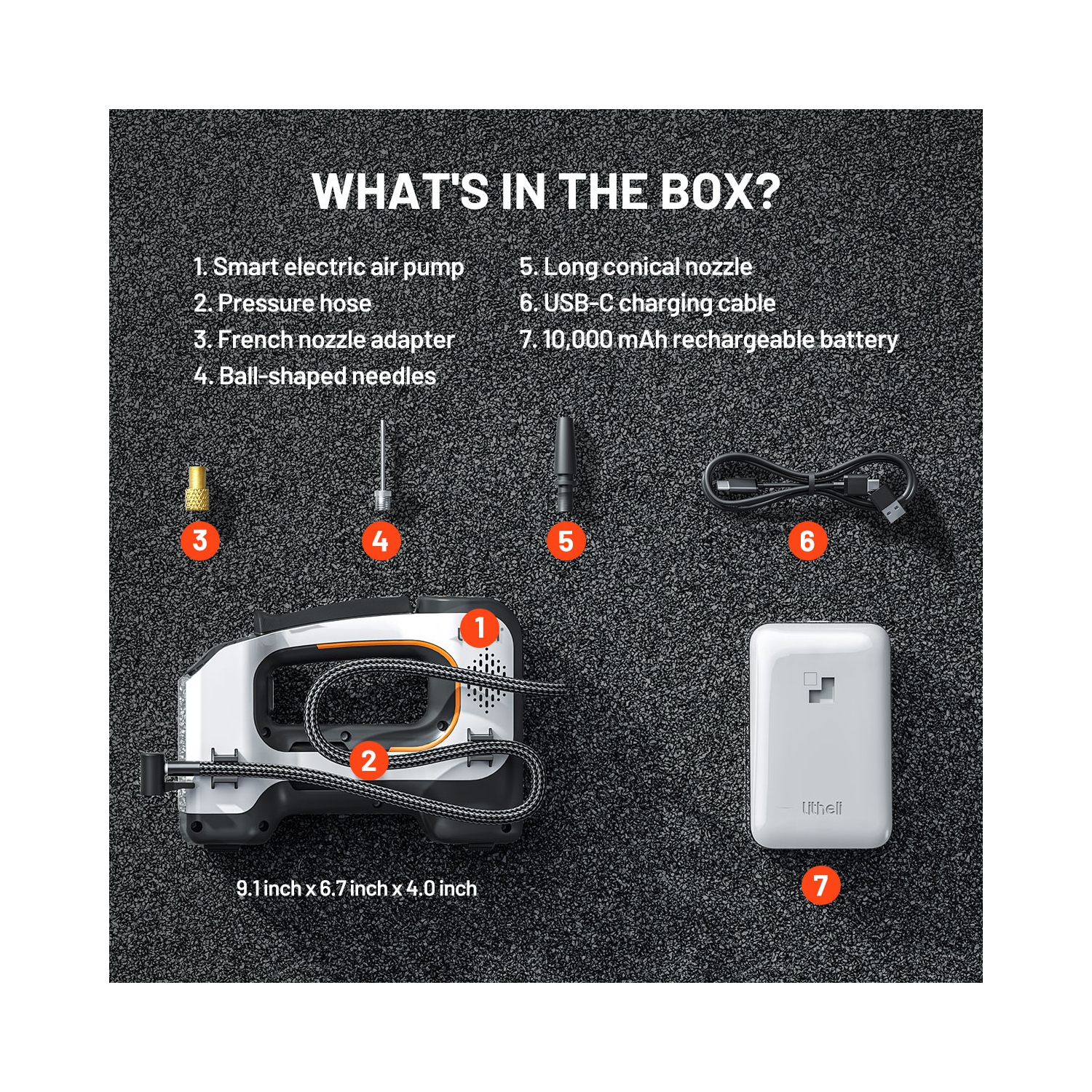 Litheli Portable Battery Powered Air Compressor, 150PSI Cordless Tire Inflator with 20V Rechargeable Battery, Digital Gauge for Car, Bike, Motorcycle