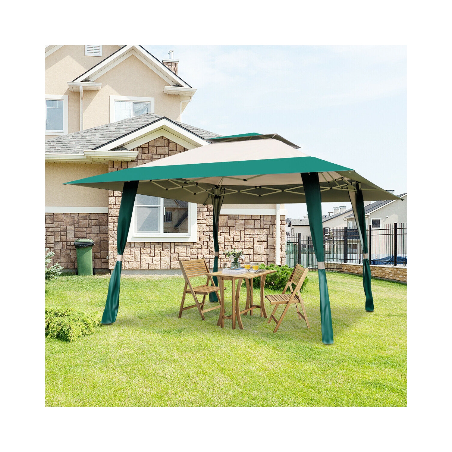Gymax Patio Outdoor Heavy Duty 13'x13' Folding Canopy Shelter Awning Tent Gazebo Companion