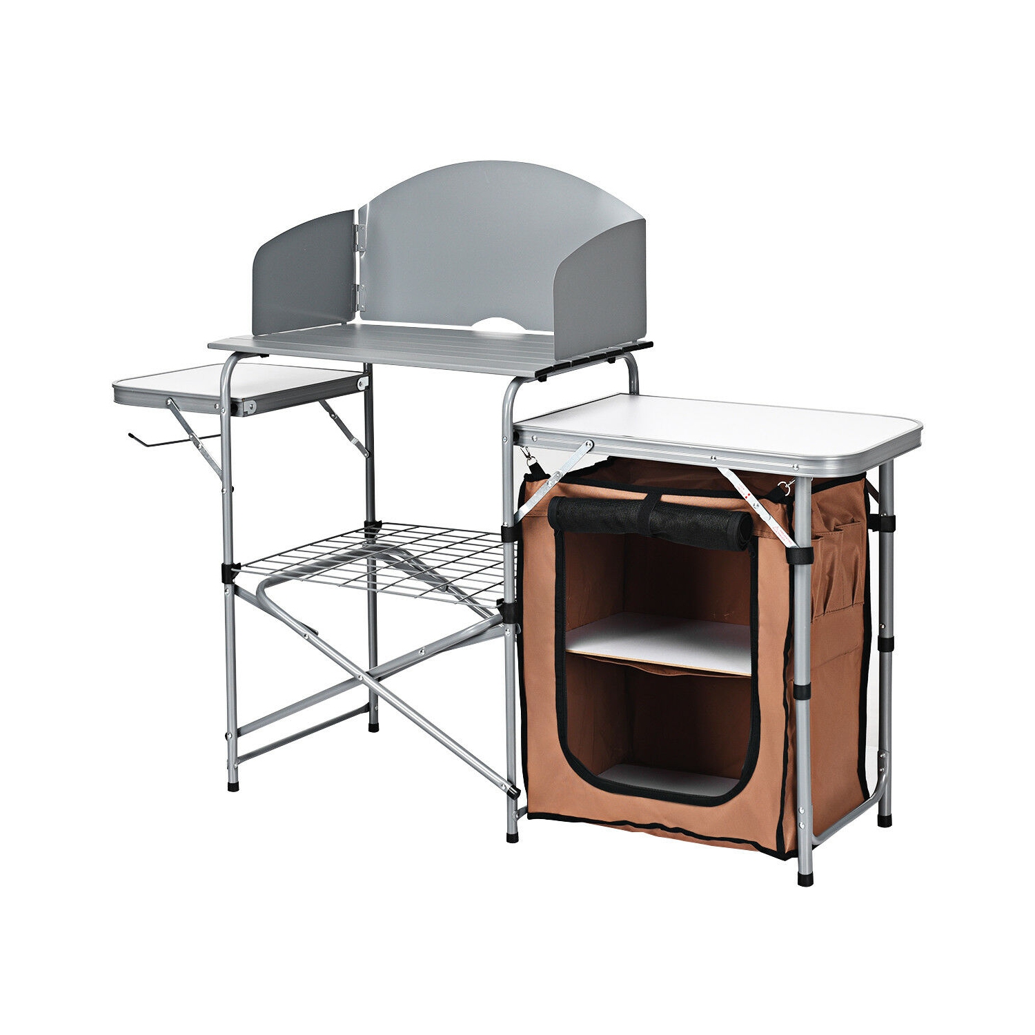 Gymax Outdoor Kitchen Foldable Grilling Stand Portable Camping Grill Table BBQ Table