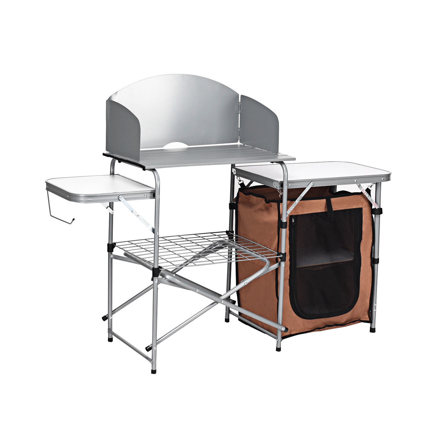 Gymax Outdoor Kitchen Foldable Grilling Stand Portable Camping Grill Table BBQ Table