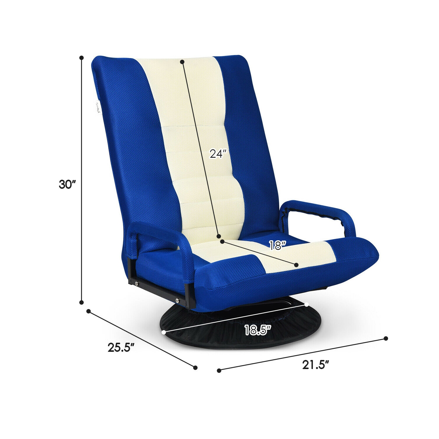 Gymax Gaming Floor Chair Folding Lazy Sofa 6-Position Adjustable Swivel w/Armrest