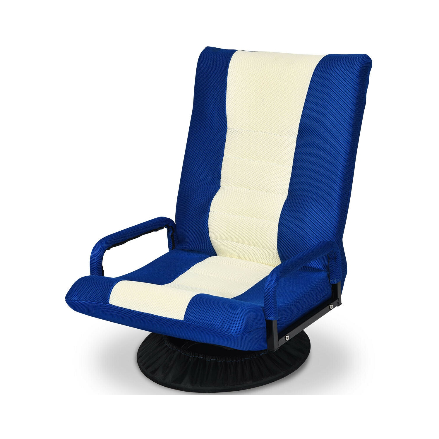 Gymax Gaming Floor Chair Folding Lazy Sofa 6-Position Adjustable Swivel w/Armrest