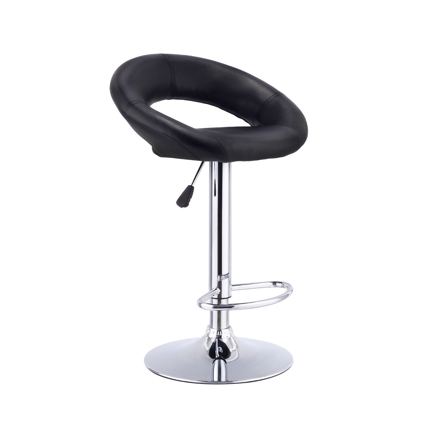 Gymax Adjustable PU Leather 2PC Bar Stools Black