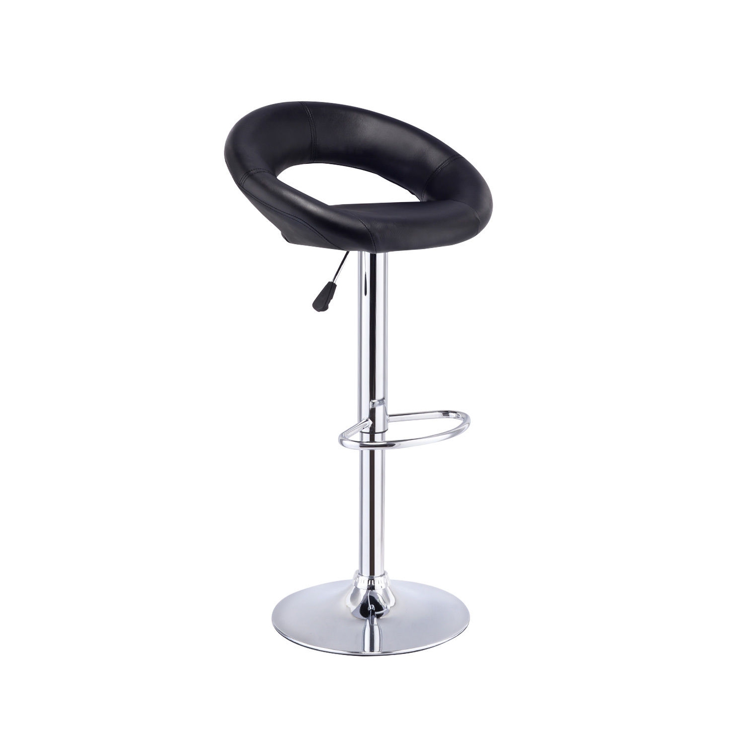 Gymax Adjustable PU Leather 2PC Bar Stools Black