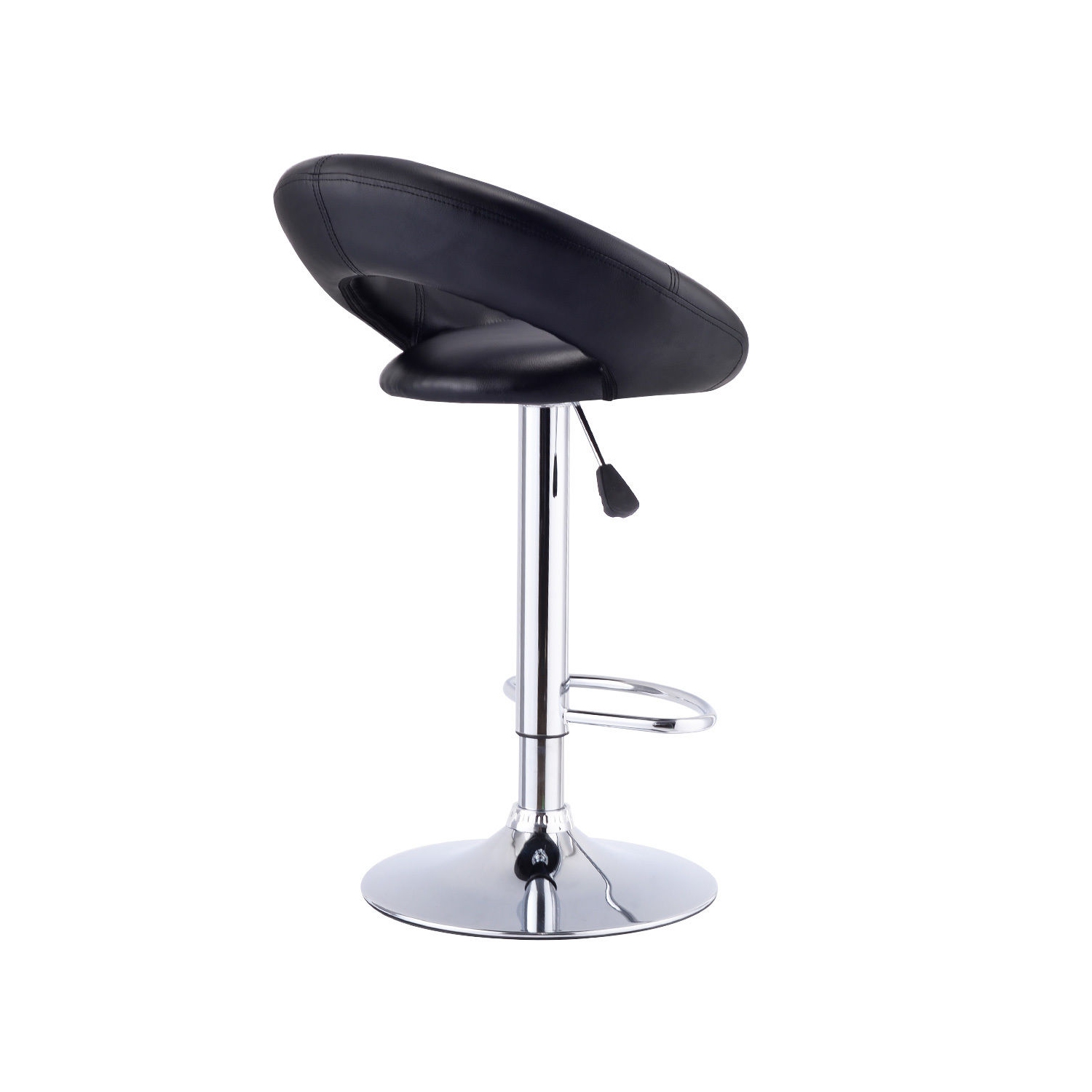 Gymax Adjustable PU Leather 2PC Bar Stools Black