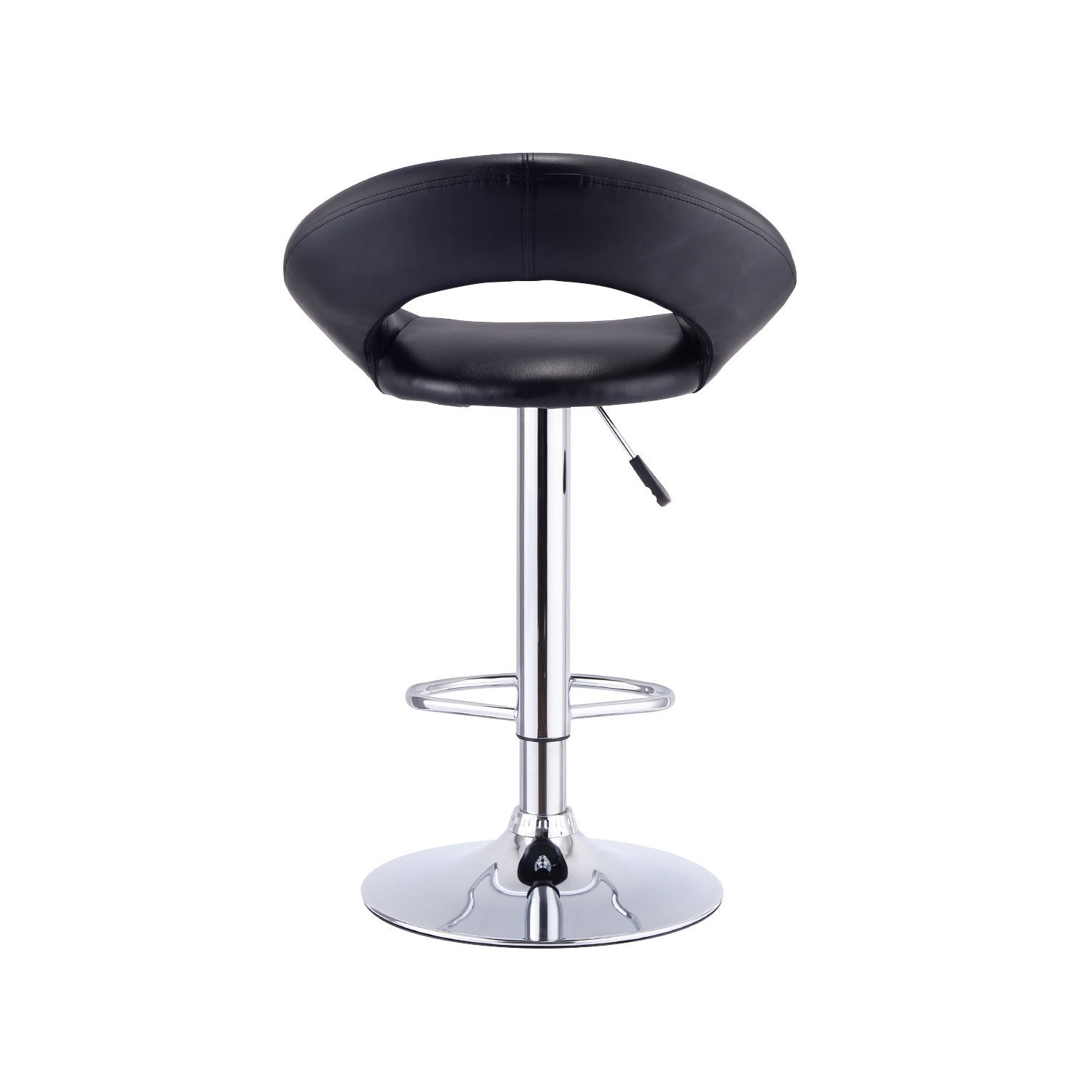 Gymax Adjustable PU Leather 2PC Bar Stools Black