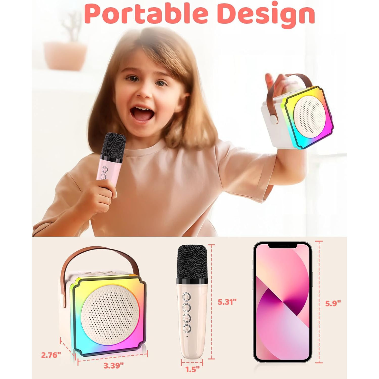 MINI-XTREME3RGB War Drum 3rd Generation Bluetooth Speaker with Plug-in Card and Subwoofer, Portable Built-in Battery - Red