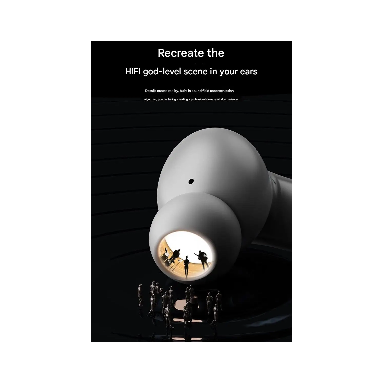 Oreillettes Bluetooth Deux oreillettes 100 % sans fil Bluetooth TWS avec suppression du bruit intelligente et son panoramique à 360° - Noir