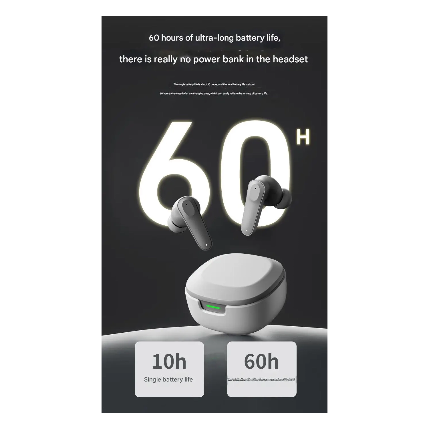 Oreillettes Bluetooth Deux oreillettes 100 % sans fil Bluetooth TWS avec suppression du bruit intelligente et son panoramique à 360° - Bleu ciel