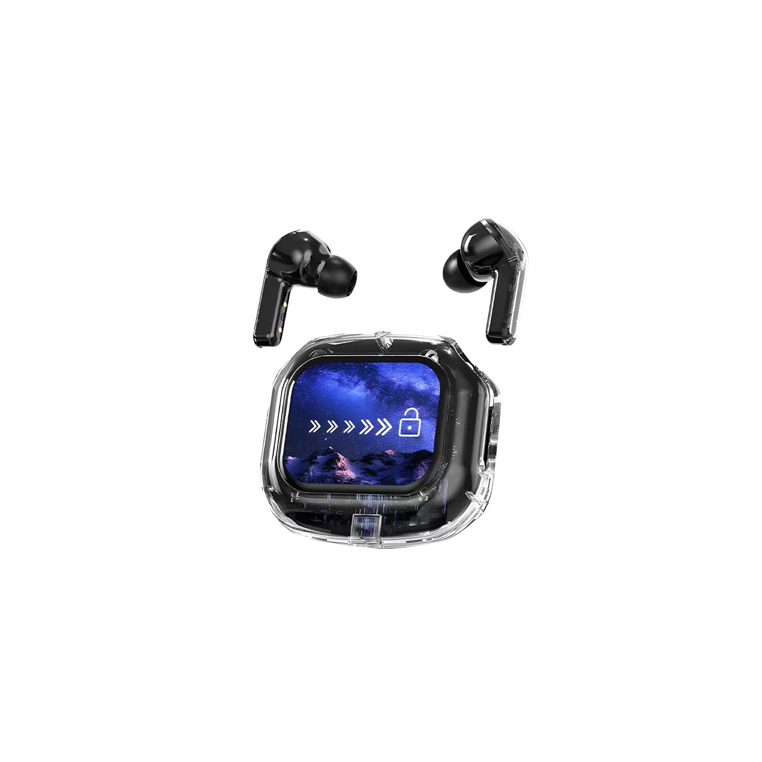 Écouteurs Bluetooth, longue autonomie, écran tactile couleur, écouteurs bouton sport à suppression du bruit, écouteurs intelligents TWS - Noir