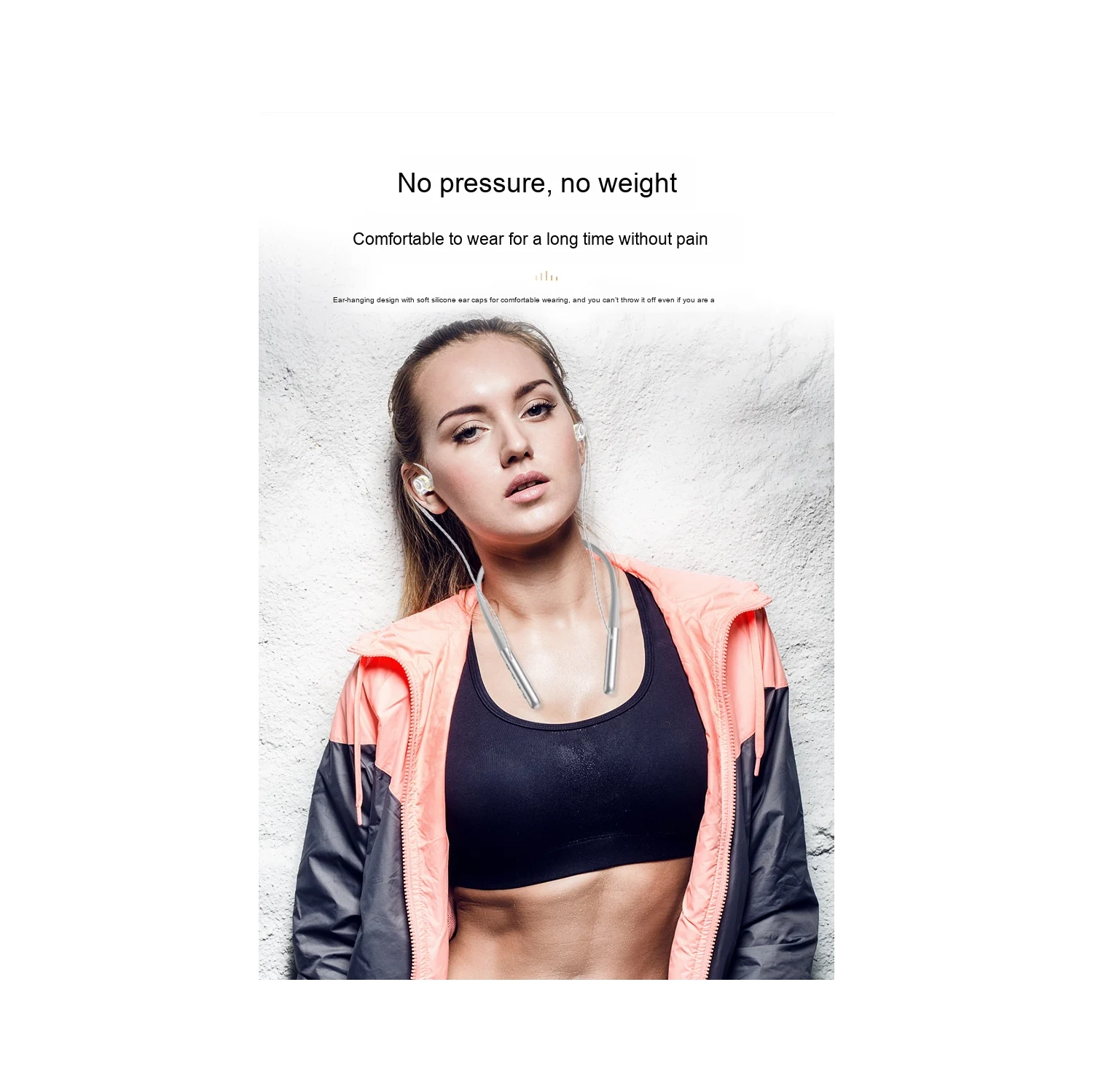 HiFi-level sound quality around-ear noise-canceling headphones with heavy bass and neck-hanging Bluetooth headphones for running and sports with long