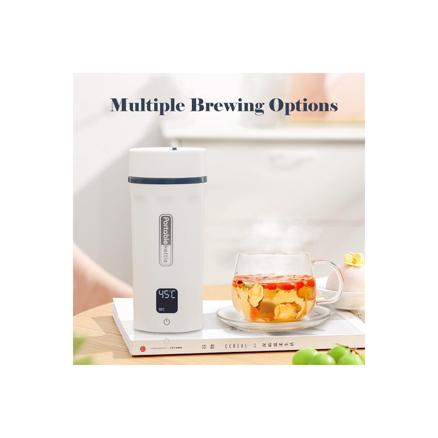 Portable Electric Thermos Cup for Business and Outdoor Travel - 304 Stainless Steel Boiler with Anti-Dry Boil 550ml - US Regulations - White