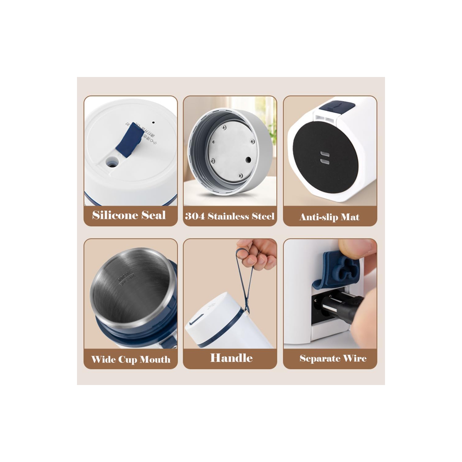 Portable Electric Thermos Cup for Business and Outdoor Travel - 304 Stainless Steel Boiler with Anti-Dry Boil 550ml - US Regulations - Black