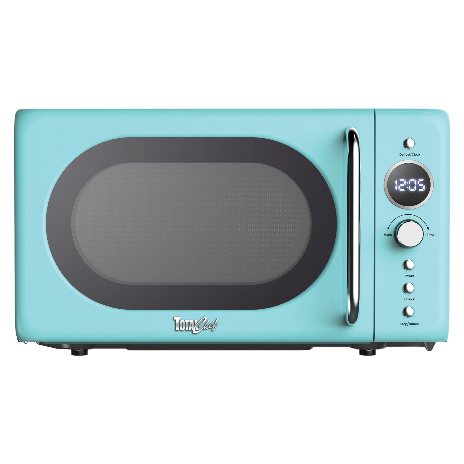 Total Chef Retro Microwave Oven, 0.7 Cu Ft, Quick Start & Defrost, 8 Pre-Set Functions, 700W, Blue