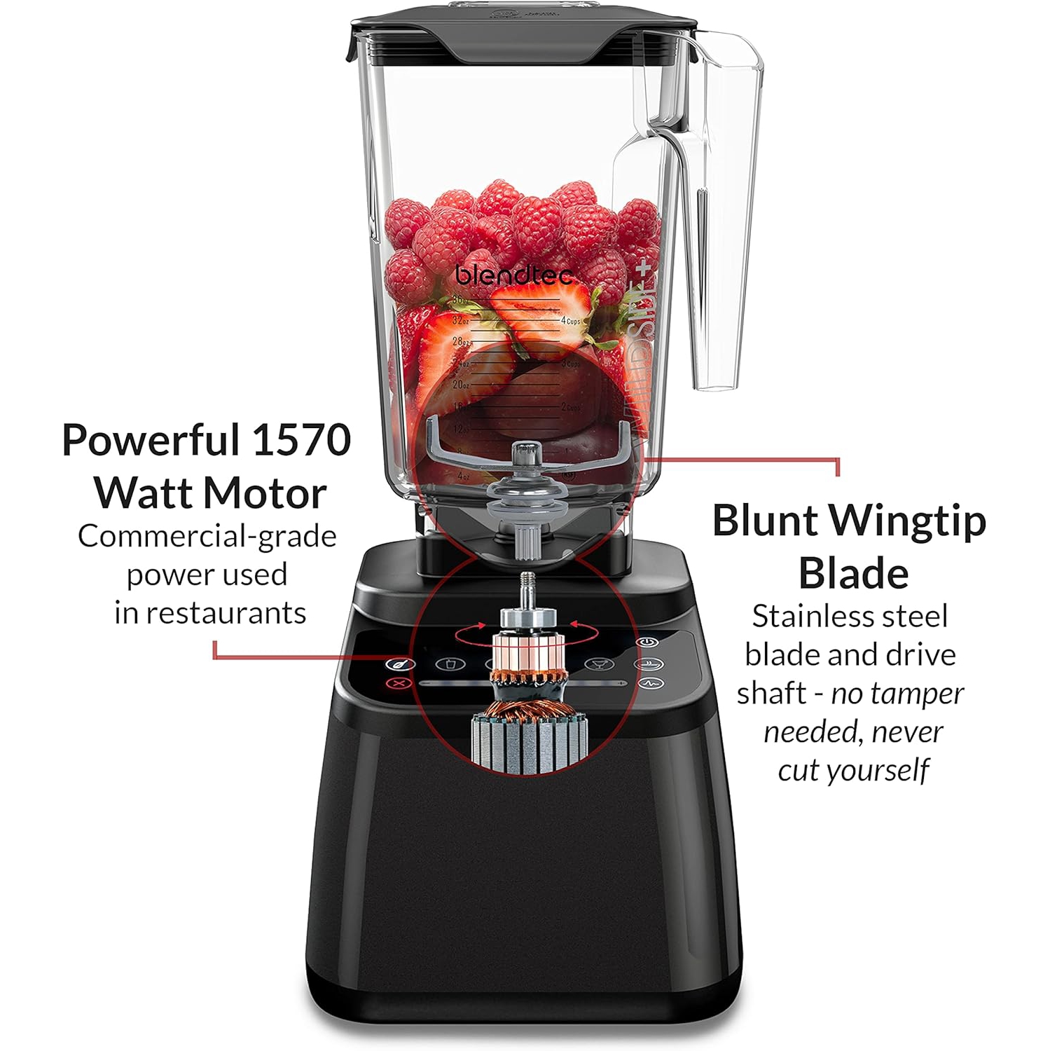 Mélangeur Original Designer Series de Blendtec avec récipient WildSide+ de 90 oz - Acier inoxydable
