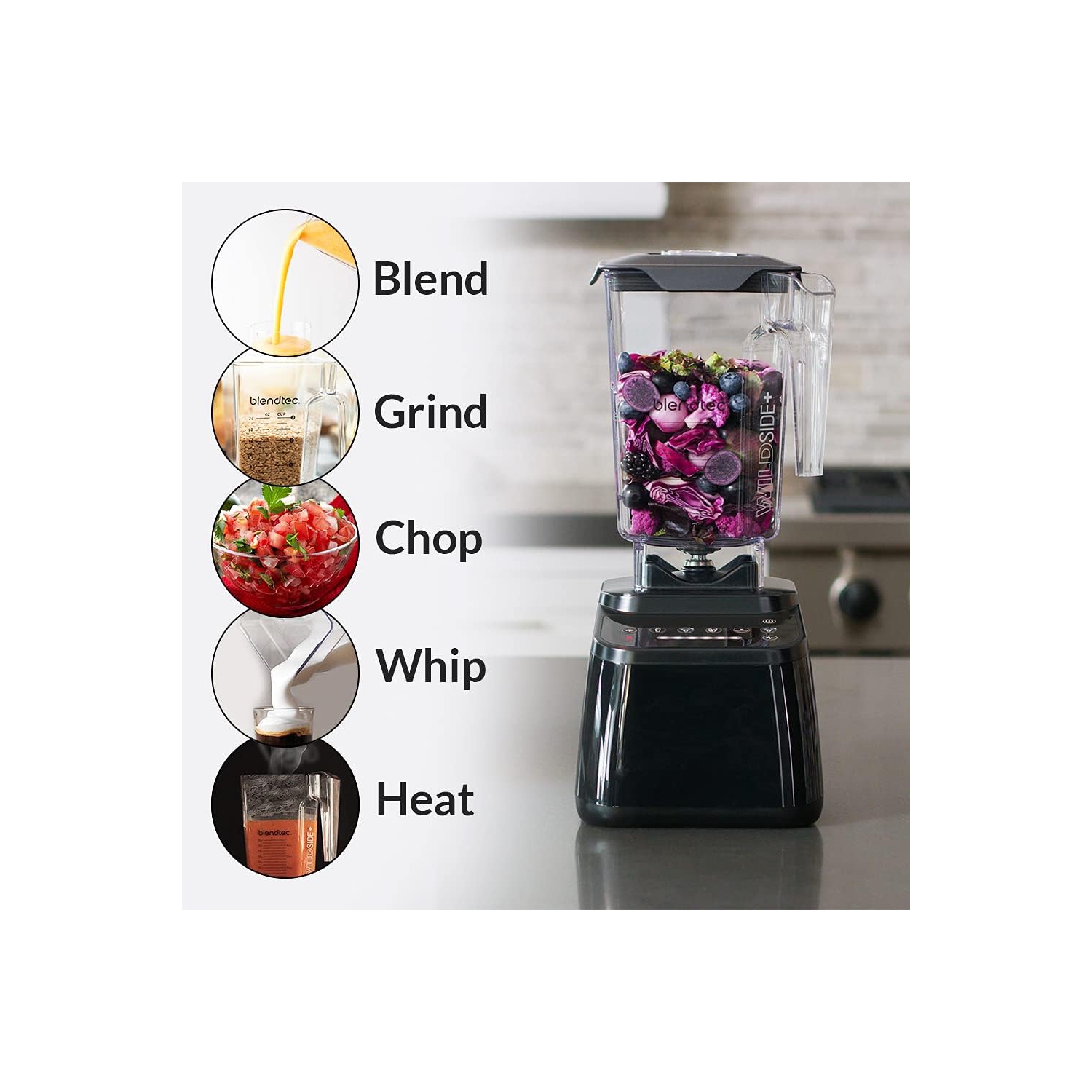 Mélangeur Original Designer Series de Blendtec avec récipient WildSide+ de 90 oz - Acier inoxydable