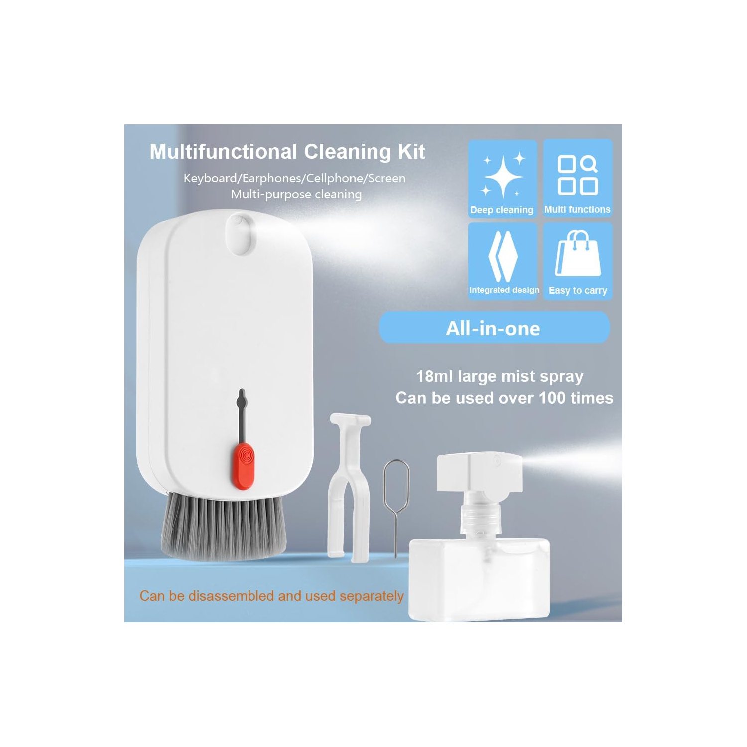 5 in 1 electronic cleaning brush, multi-function computer cleaning supplies screen keyboard cleaning brush, suitable for cleaning keyboards, TVs, etc.