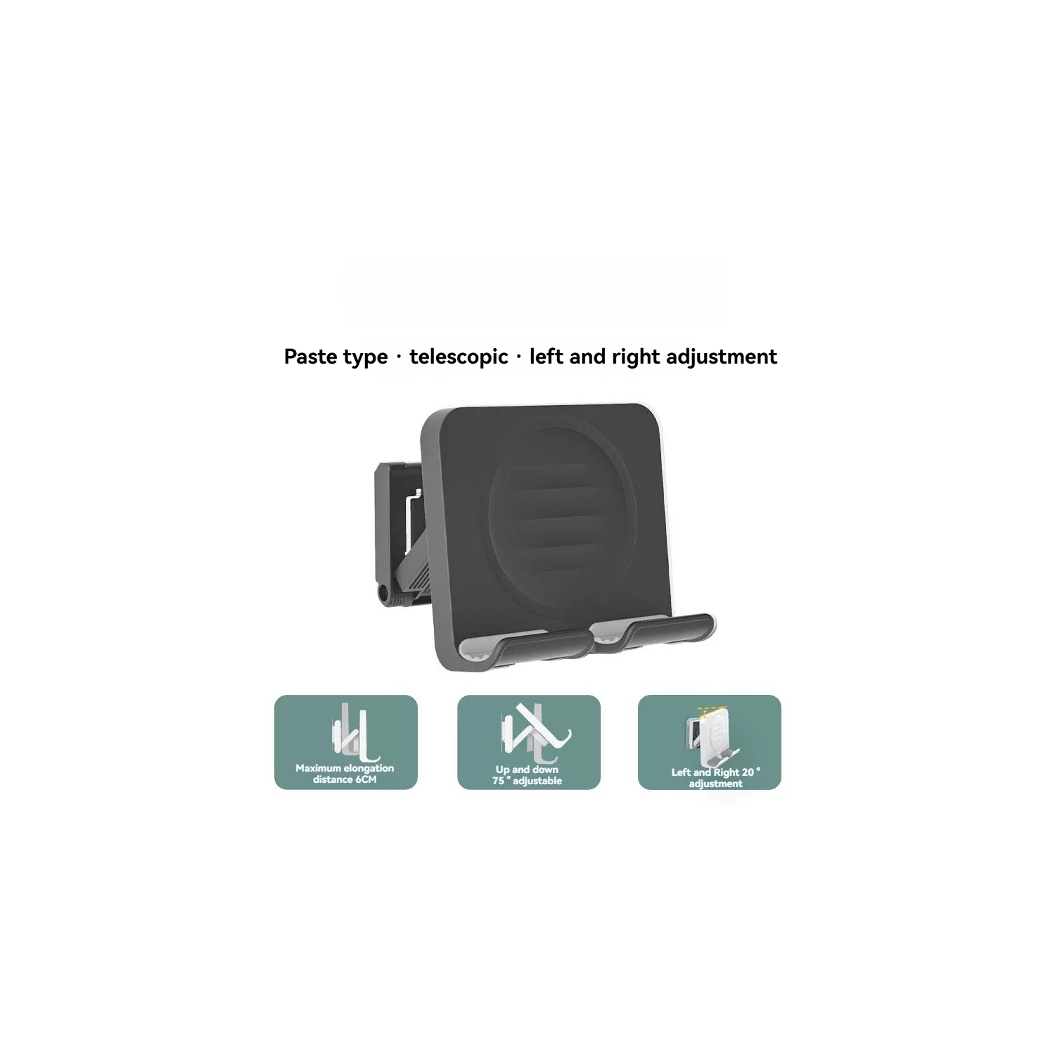 Phone Wall Mount | Adjustable Shower Phone Holder | Adjustable Bathroom Smartphone Wall Mount - Black