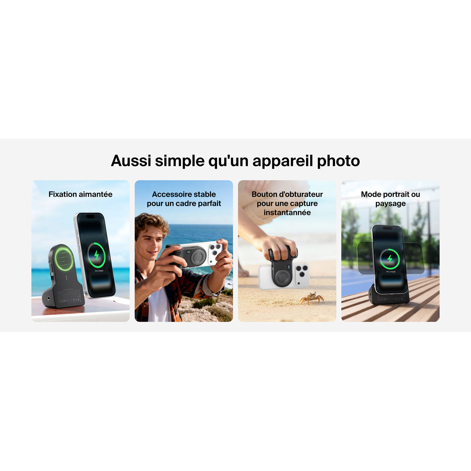 Chargeur portable USB-C de 9300 mAh PowerGrip de Belkin avec câble USB-C - Anthracite