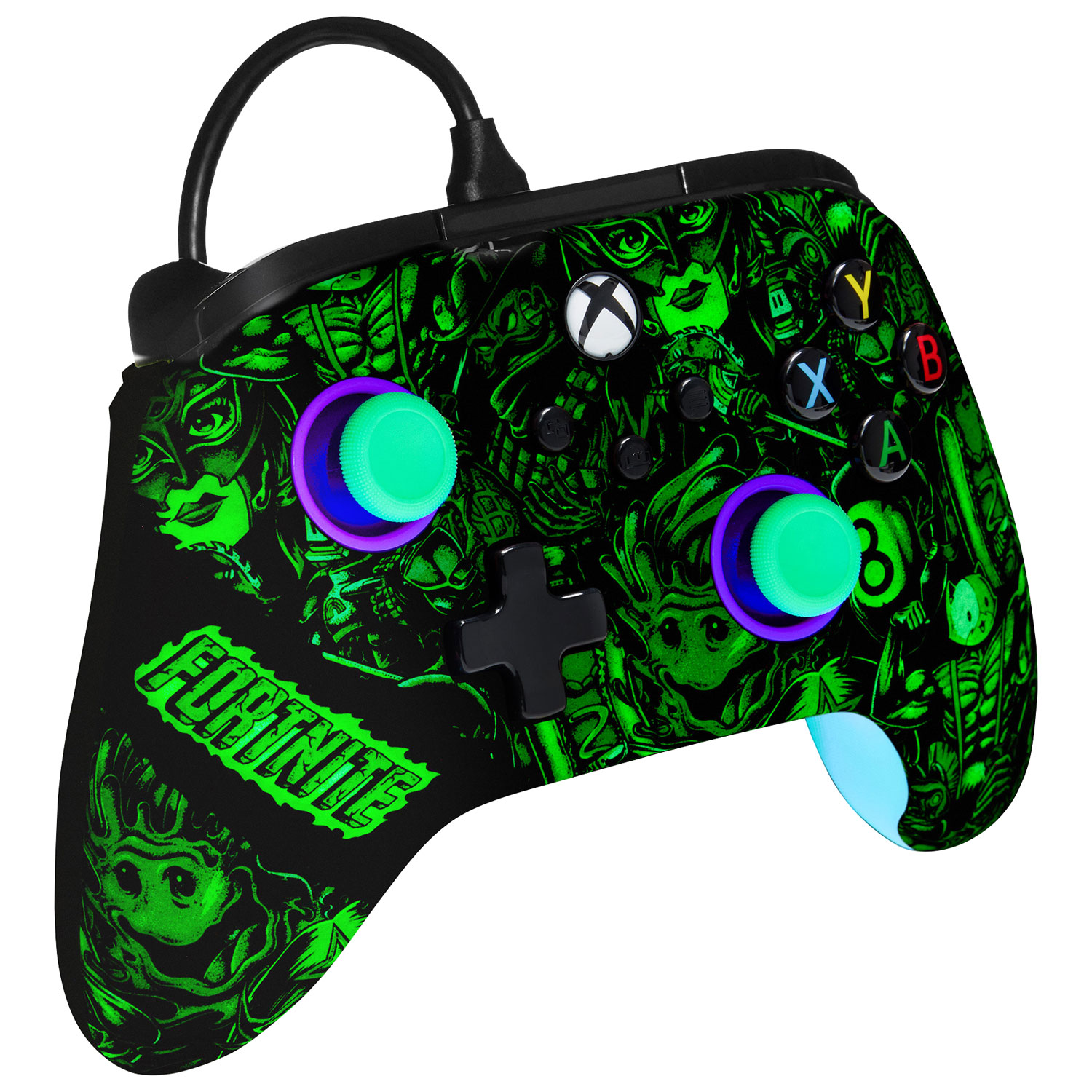 Manette avec fil Advantage de PowerA pour Xbox Series X|S - Fortnite Glow