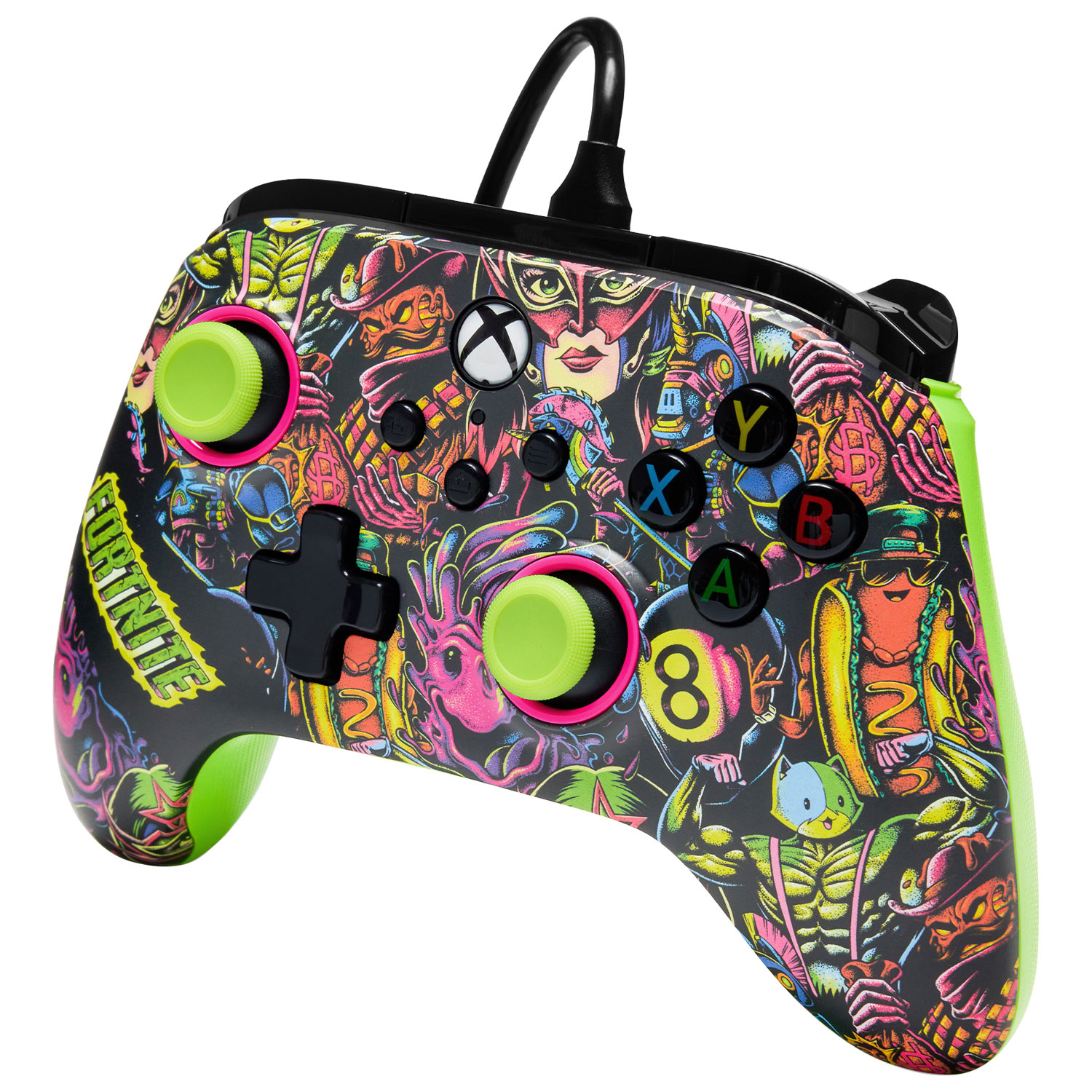 Manette avec fil Advantage de PowerA pour Xbox Series X|S - Fortnite Glow