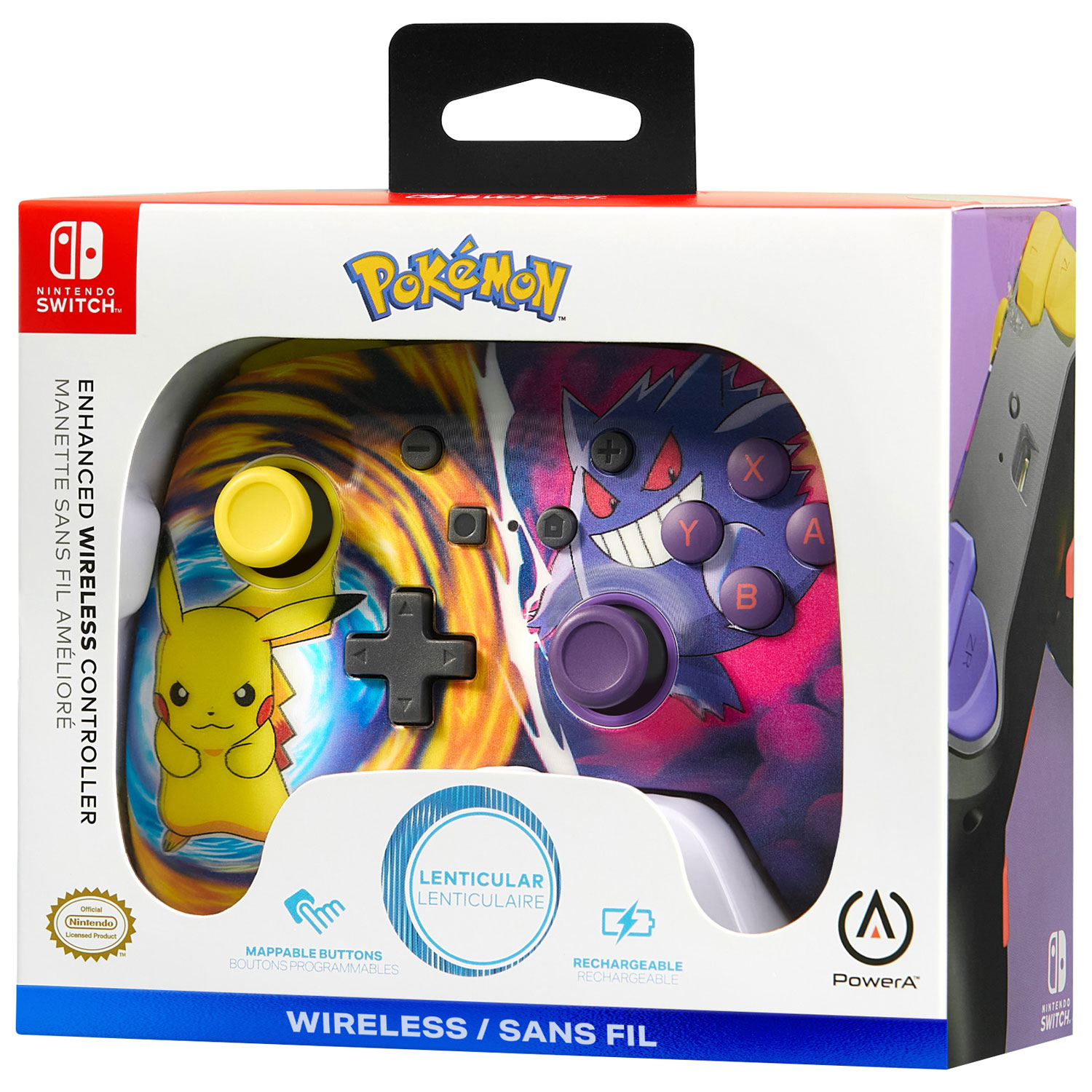 Manette sans fil optimisée de PowerA pour Nintendo Switch - Pikachu Vs. Gengar