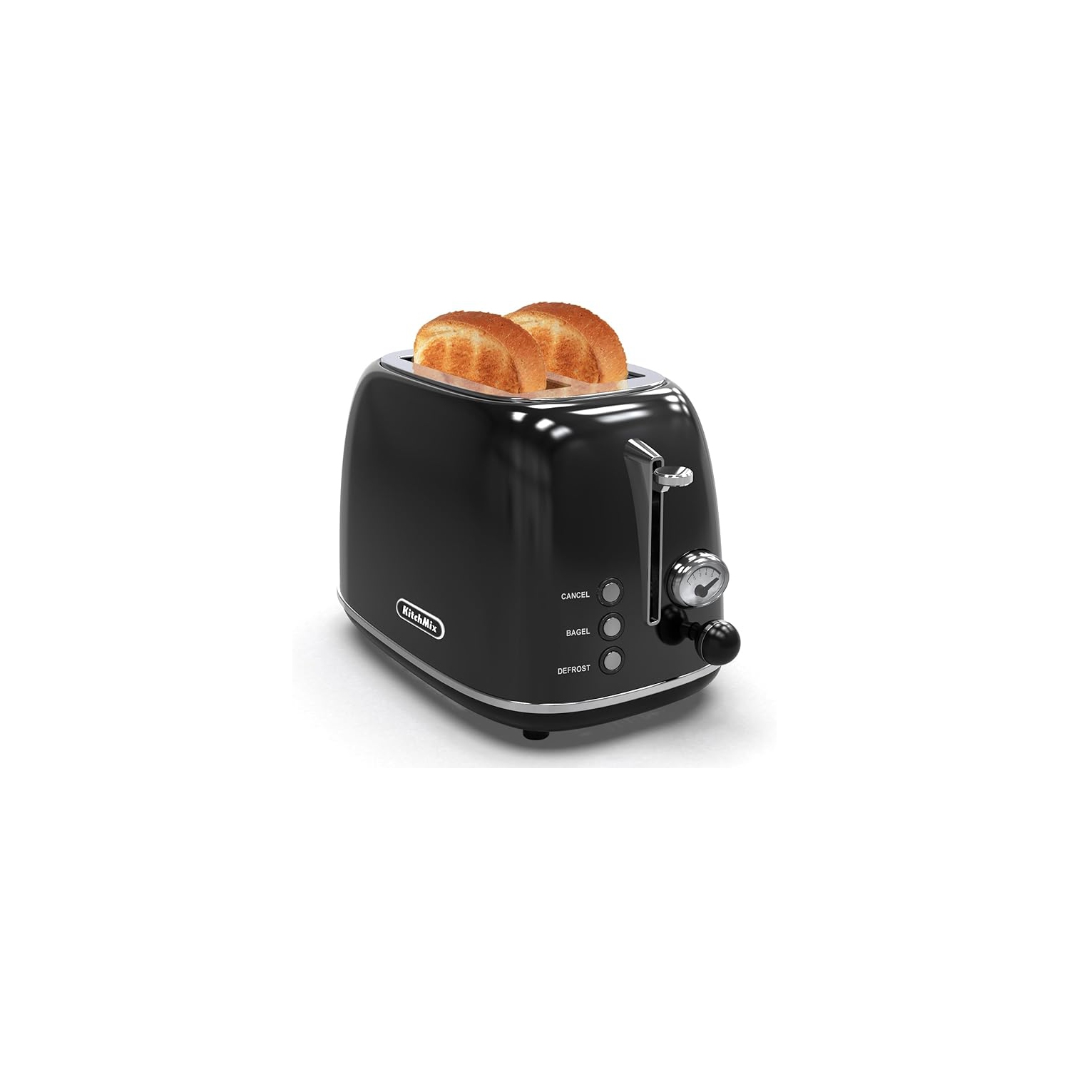 Grille-pain 2 tranches, grille-pain rétro KitchMix en acier inoxydable avec 6 réglages, fentes très larges de 1,5&nbsp;po, fonction