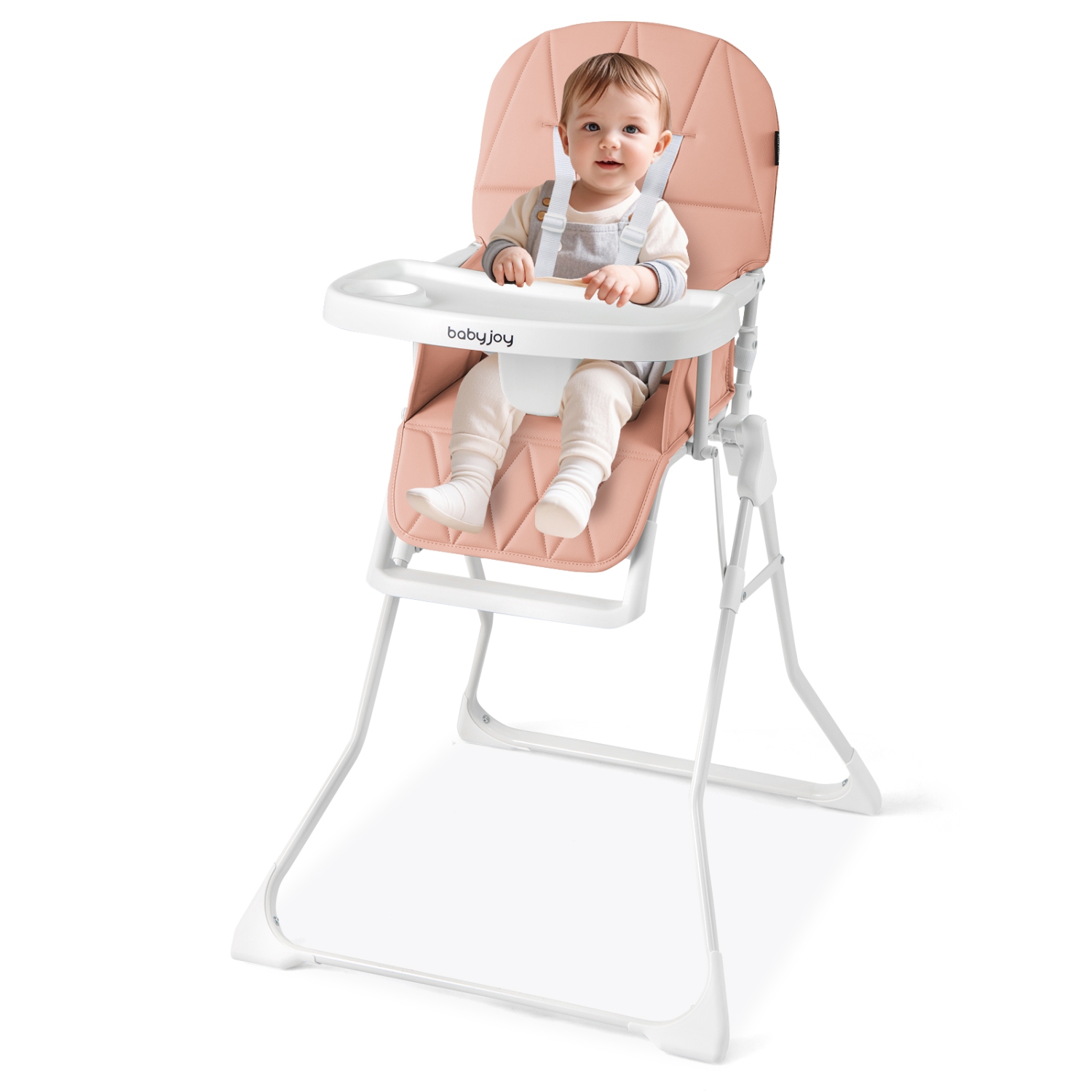 Gymax Foldable High Chair Easy Clean Compact Highchair w/ Removable Adjustable Tray